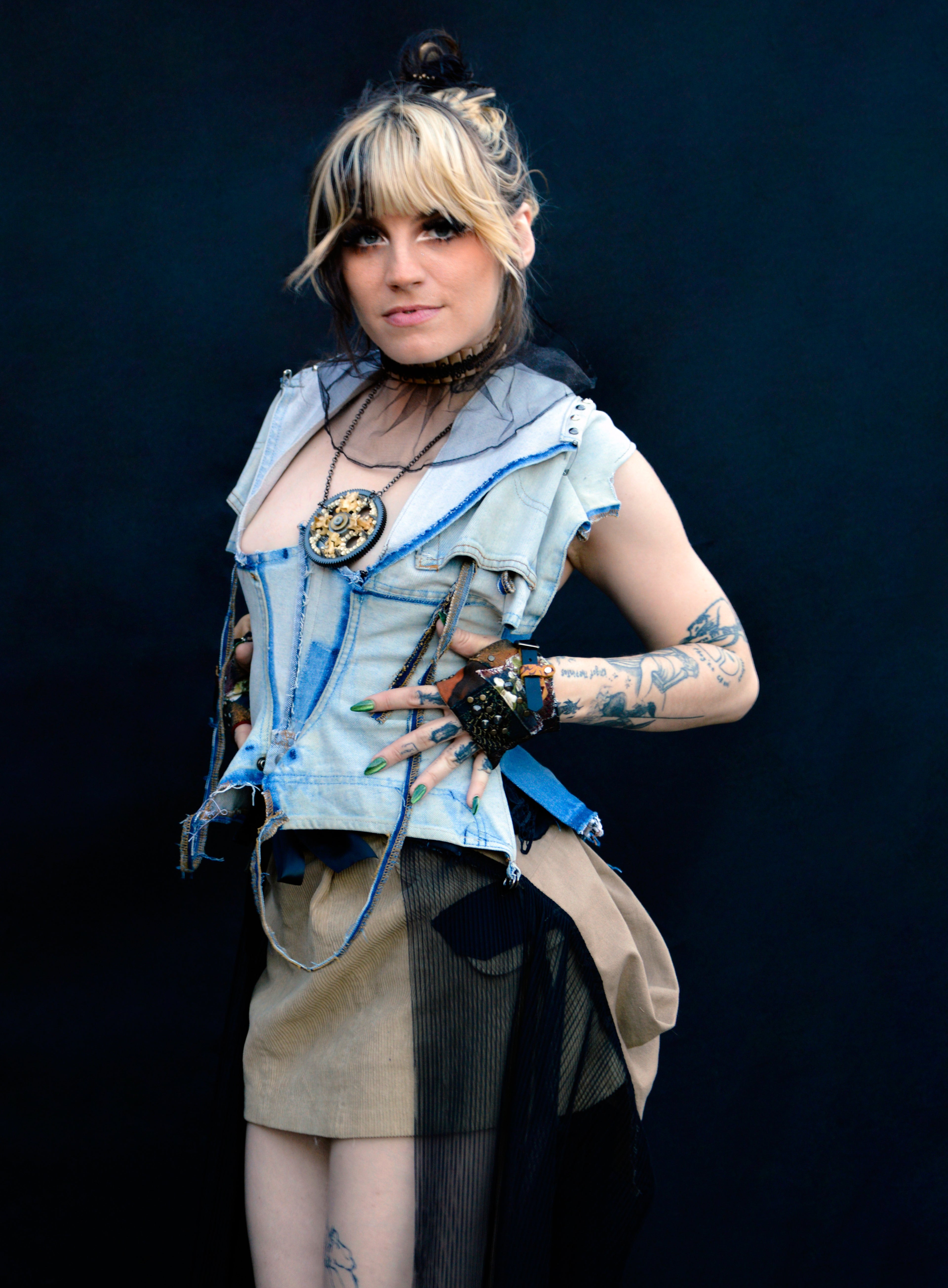 Postapocalyptic Modular Denim Corset Top