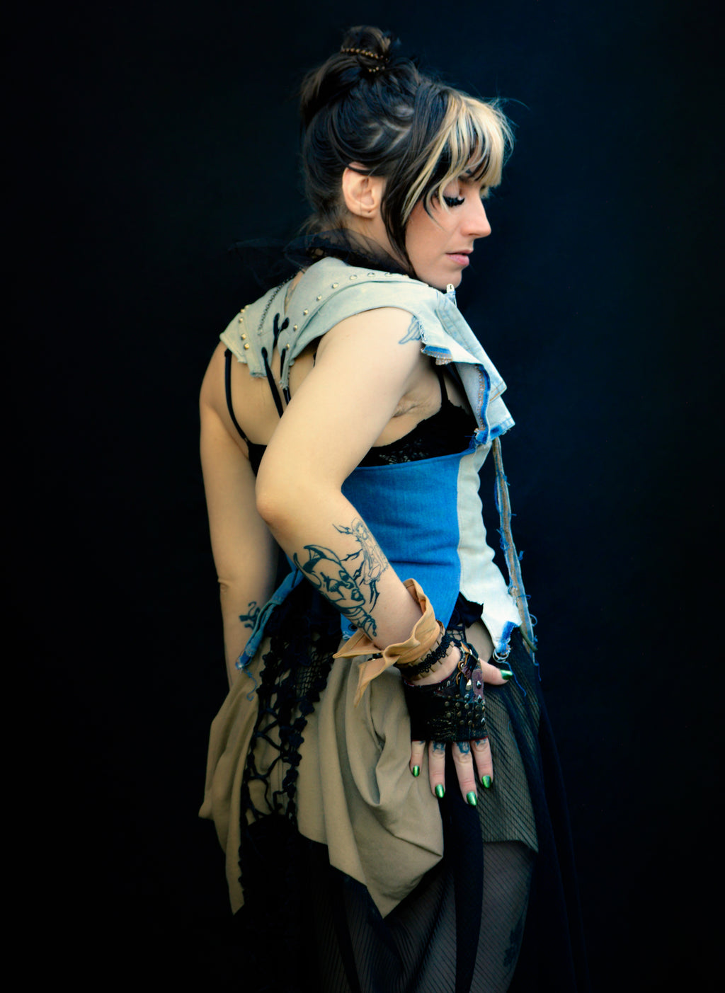 Postapocalyptic Modular Denim Corset Top