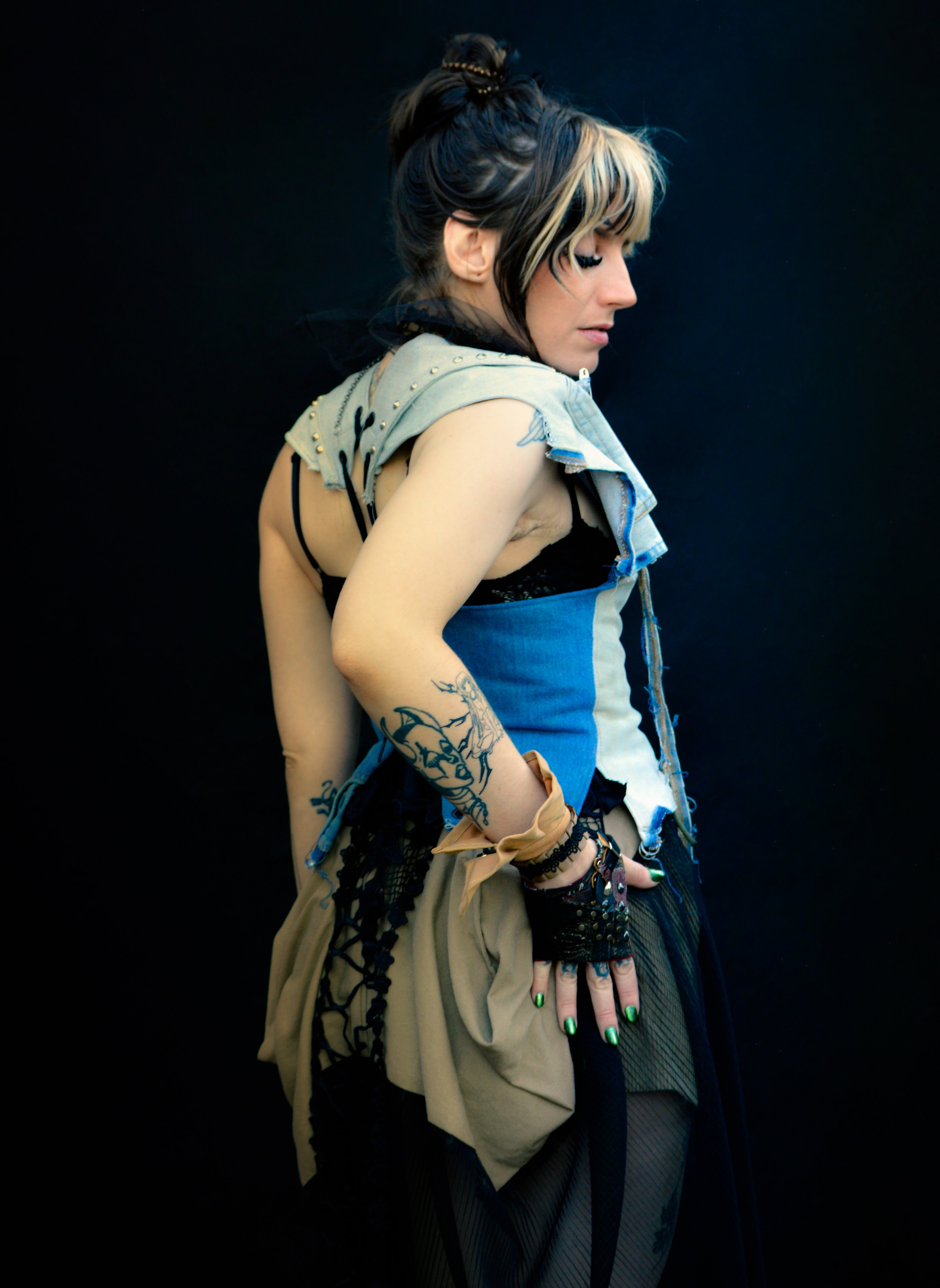 Postapocalyptic Modular Denim Corset Top