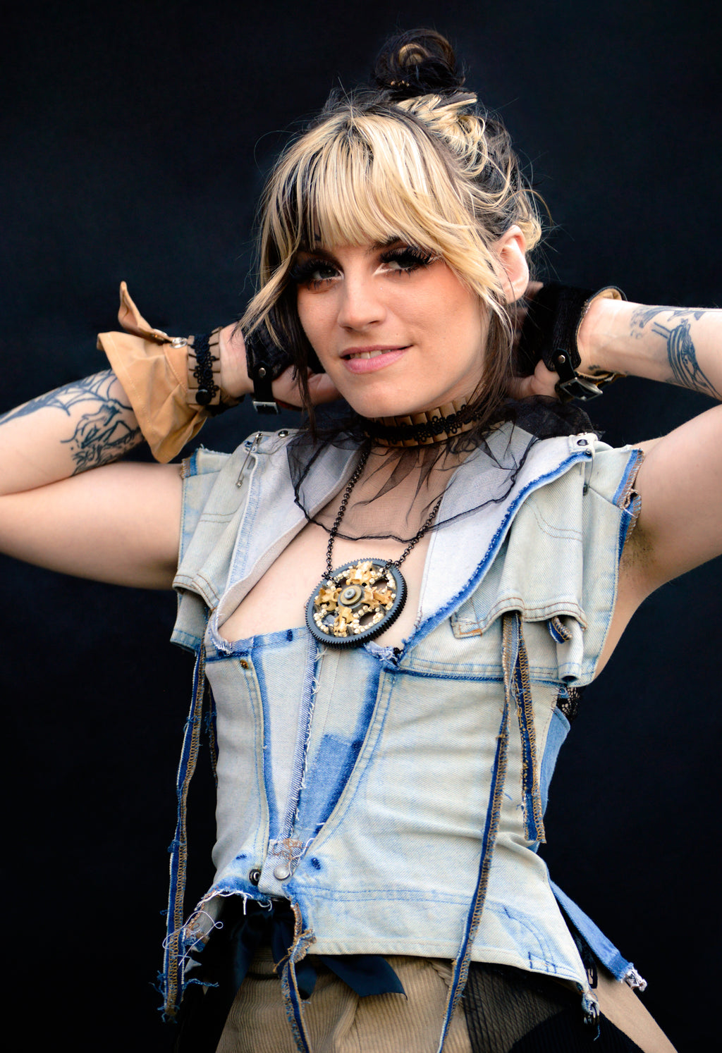 Postapocalyptic Modular Denim Corset Top