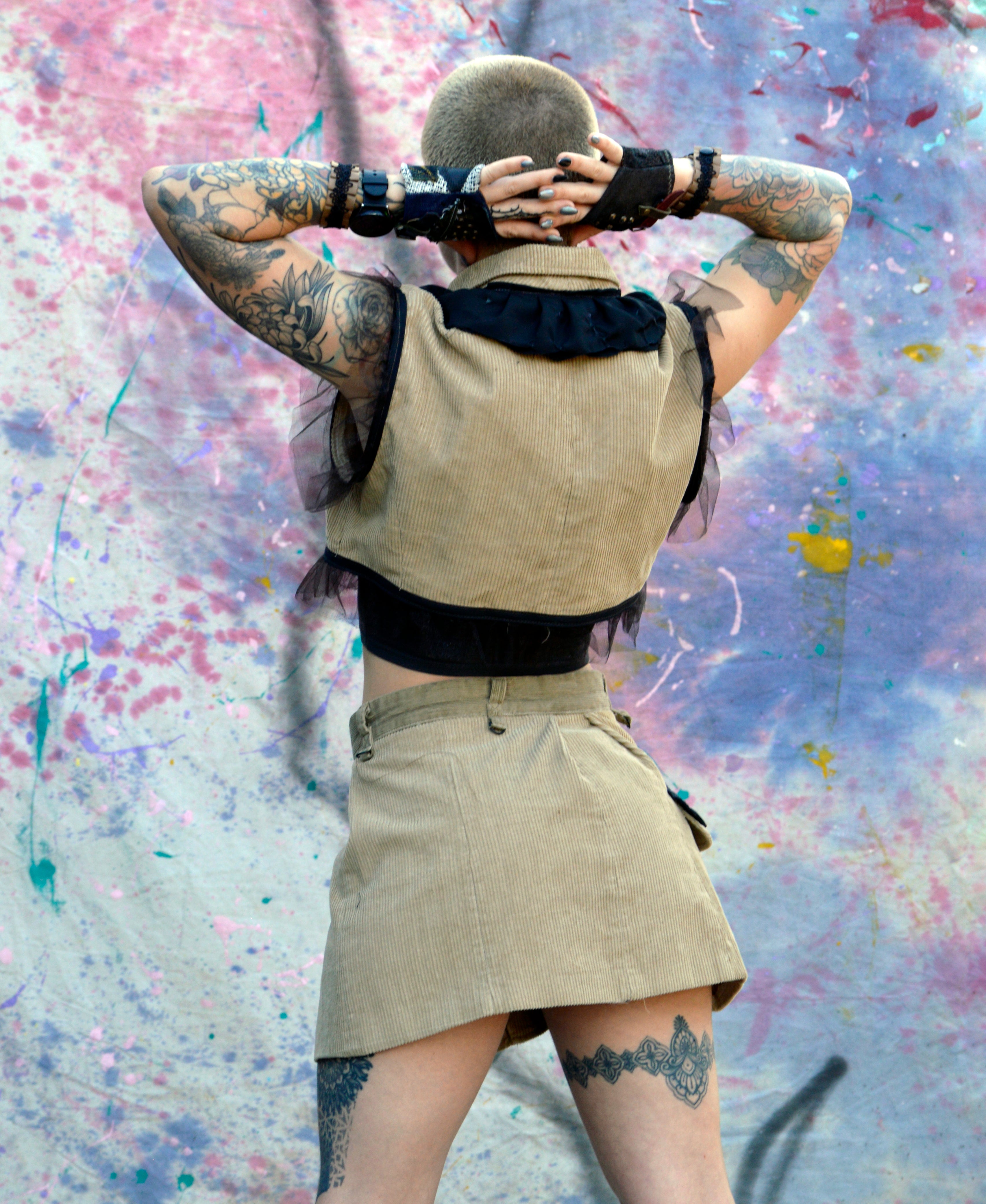Corduroy Vest And Skirt Combo