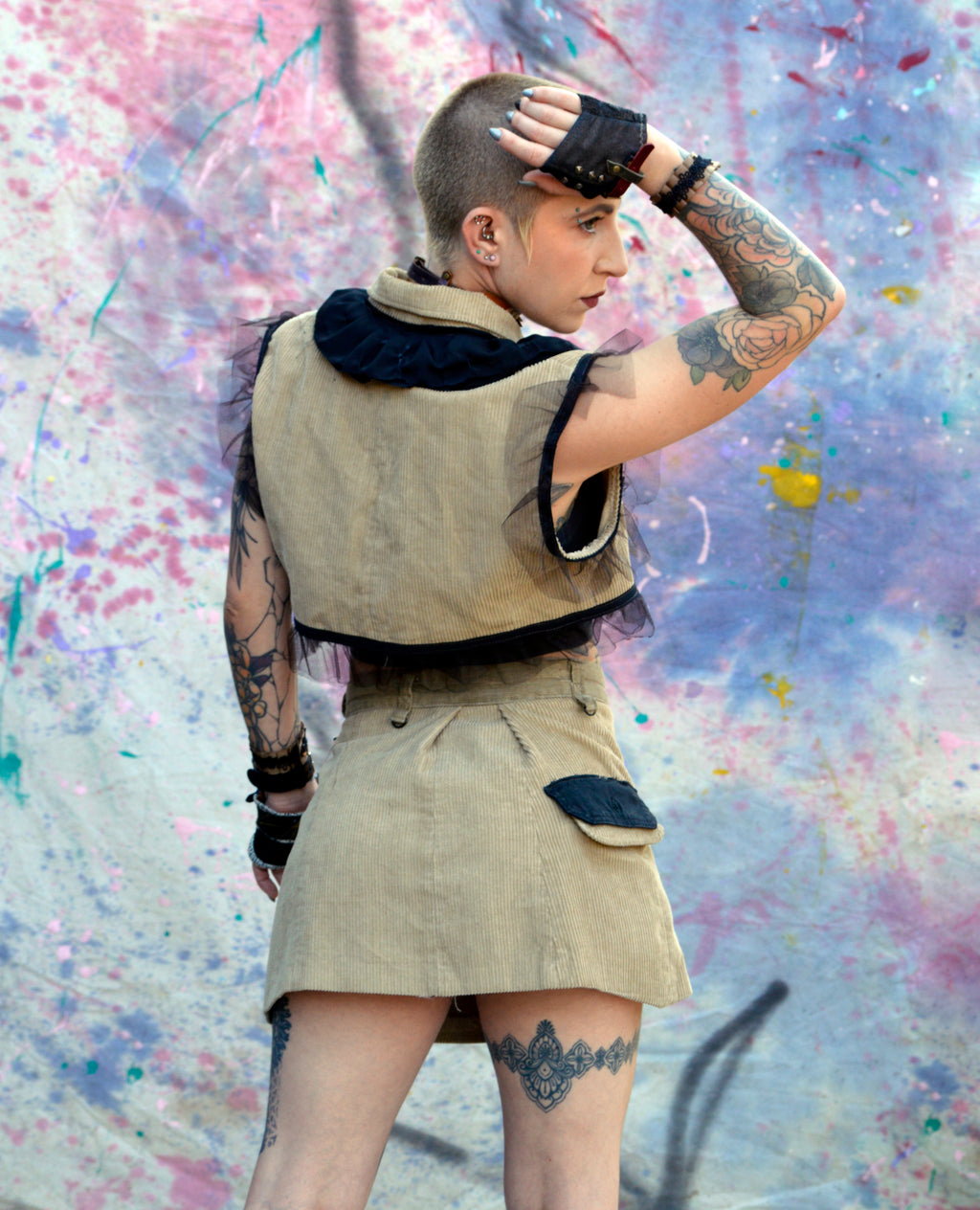 Corduroy Vest And Skirt Combo