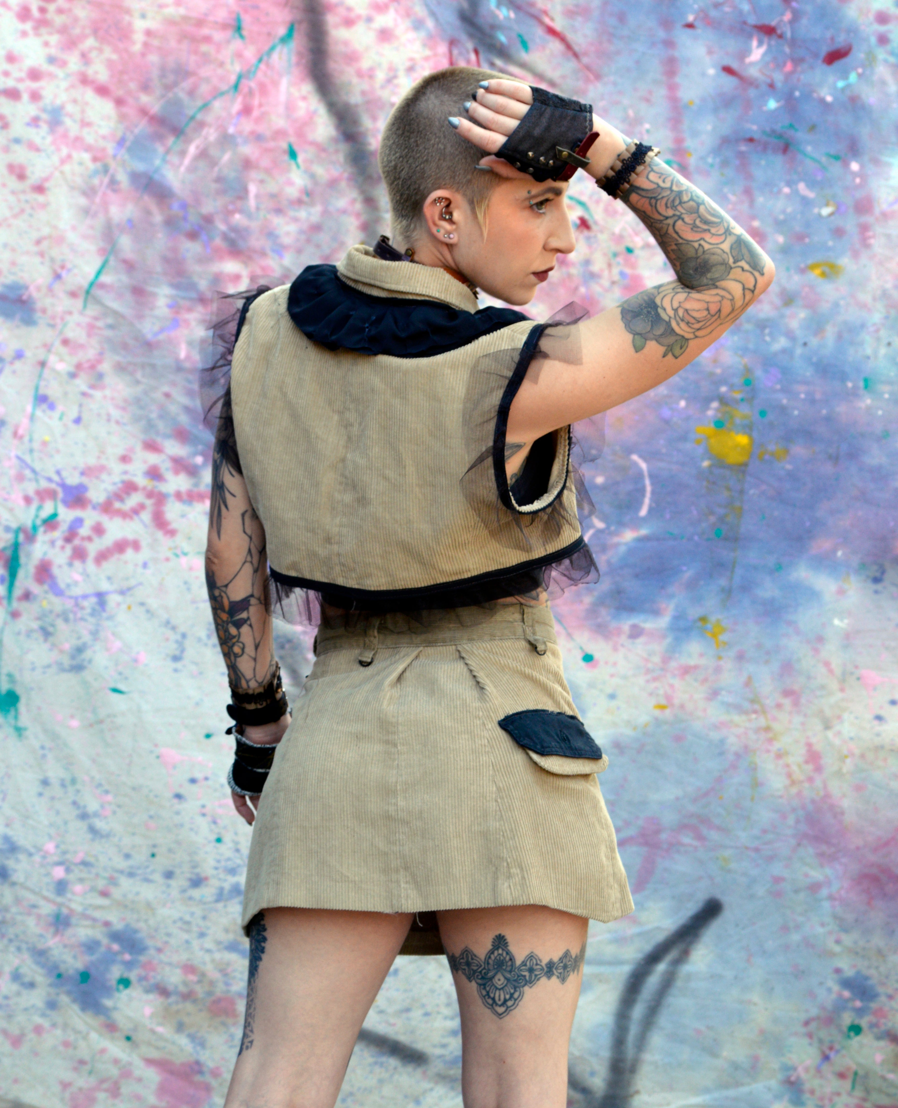 Corduroy Vest And Skirt Combo