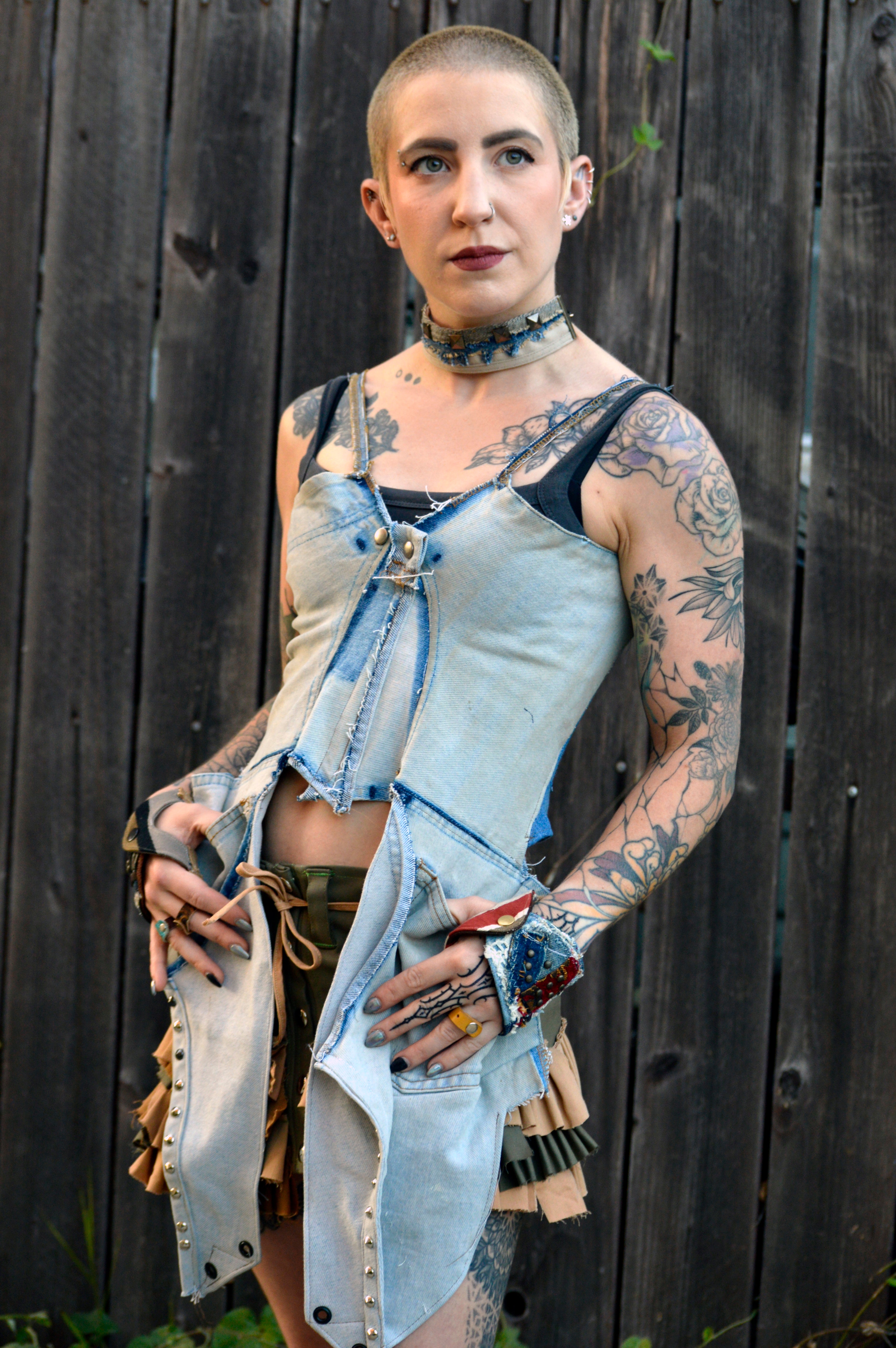 Postapocalyptic Modular Denim Corset Top