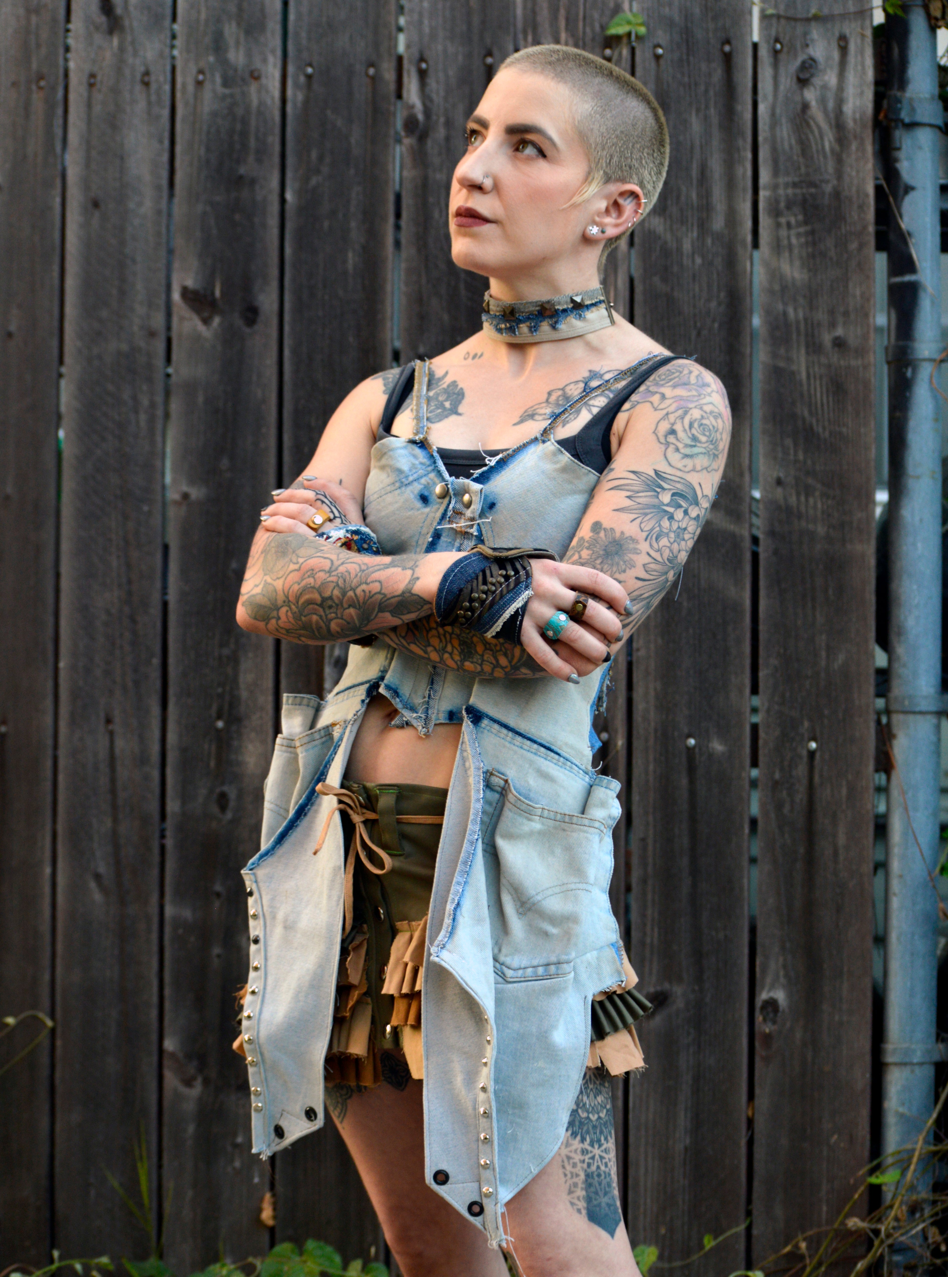Postapocalyptic Modular Denim Corset Top