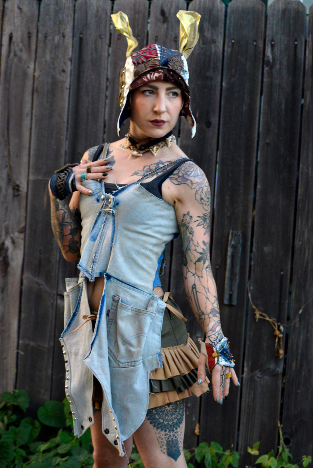 Postapocalyptic Modular Denim Corset Top