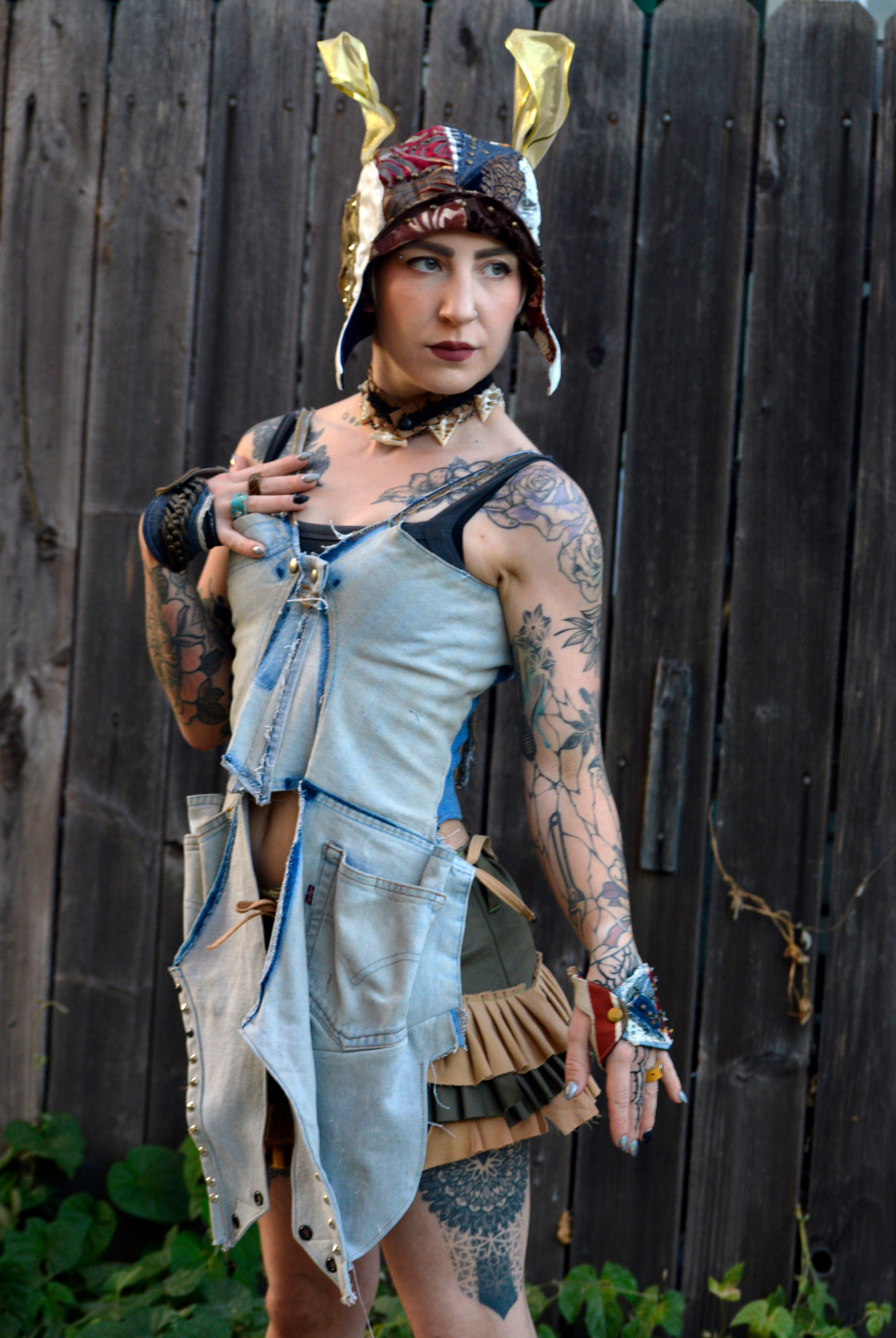 Postapocalyptic Modular Denim Corset Top