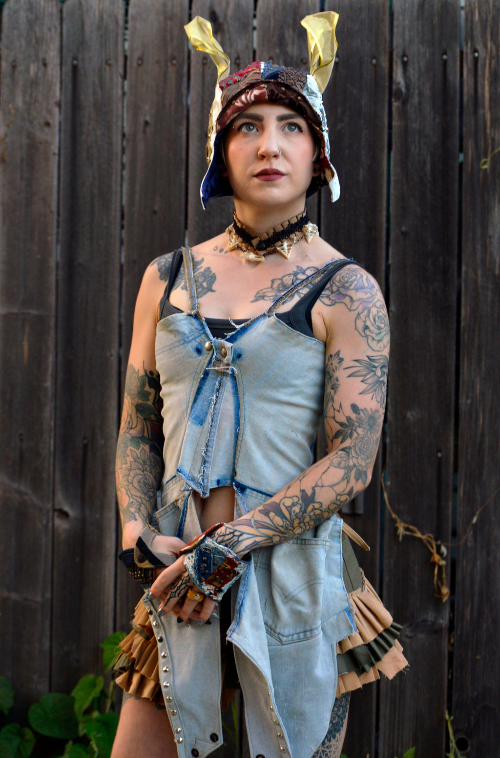 Postapocalyptic Modular Denim Corset Top