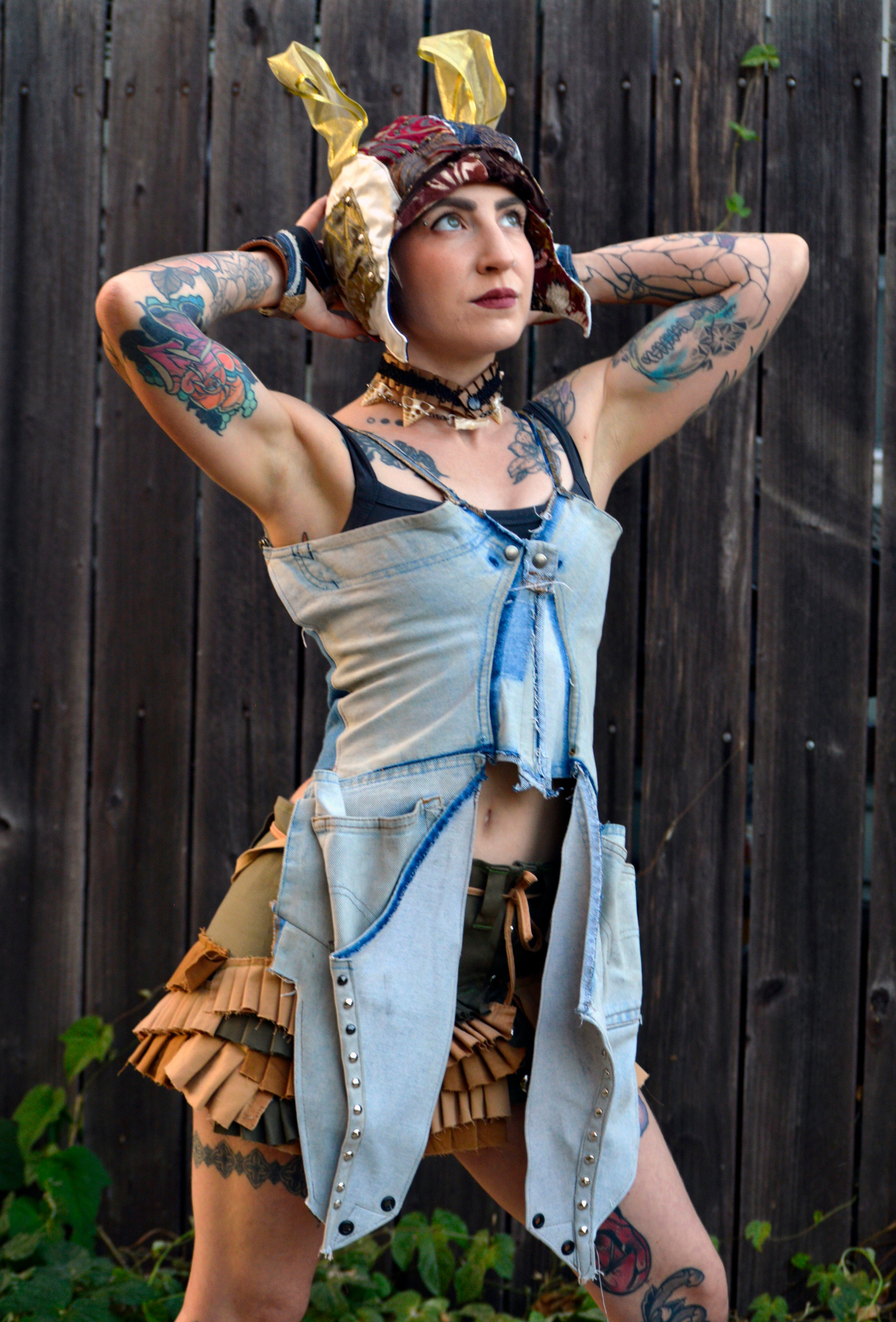 Postapocalyptic Modular Denim Corset Top