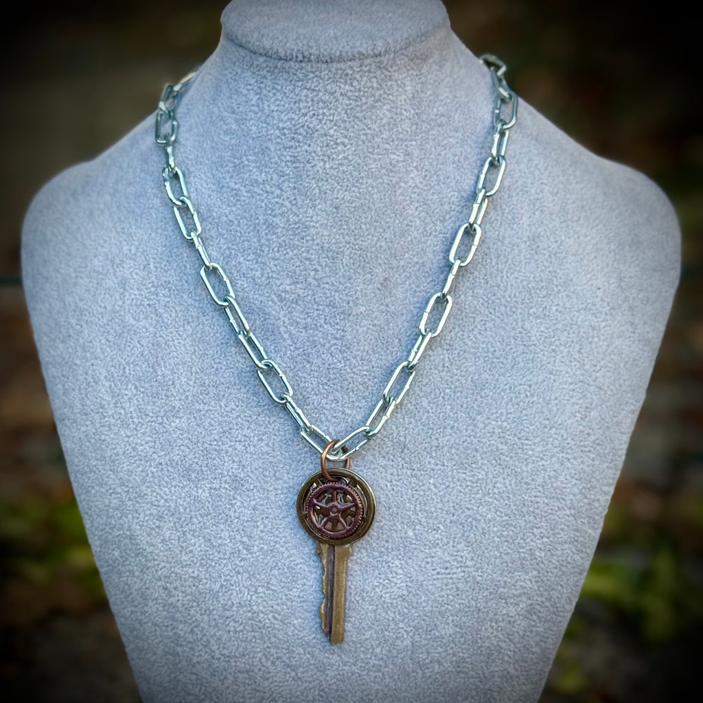 Gender-Neutral Steampunk Key Necklace