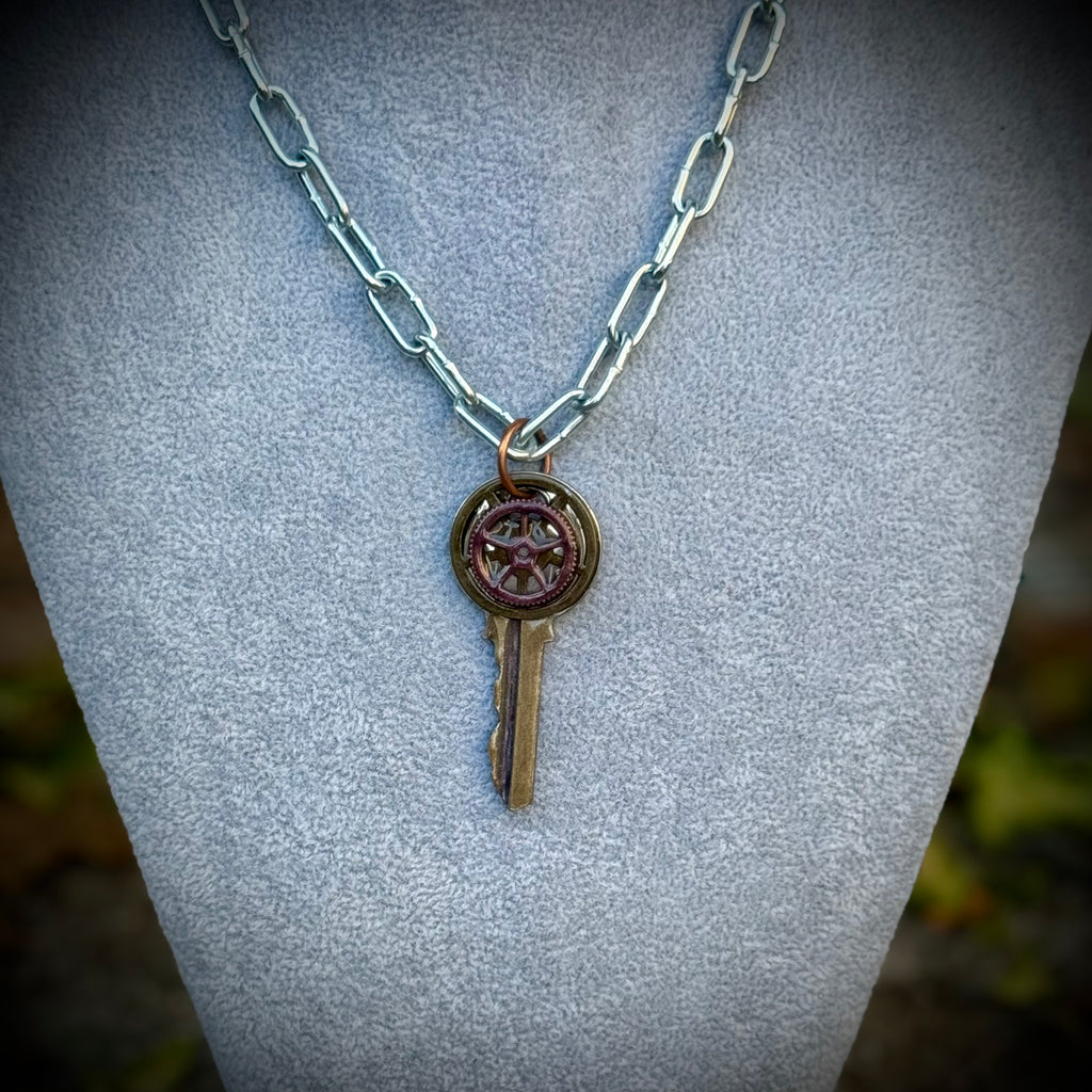 Gender-Neutral Steampunk Key Necklace