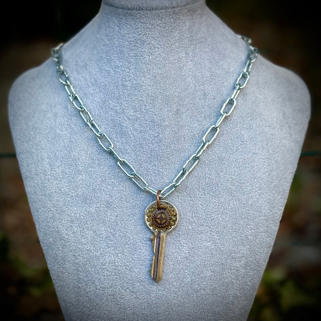 Gender-Neutral Steampunk Key Necklace