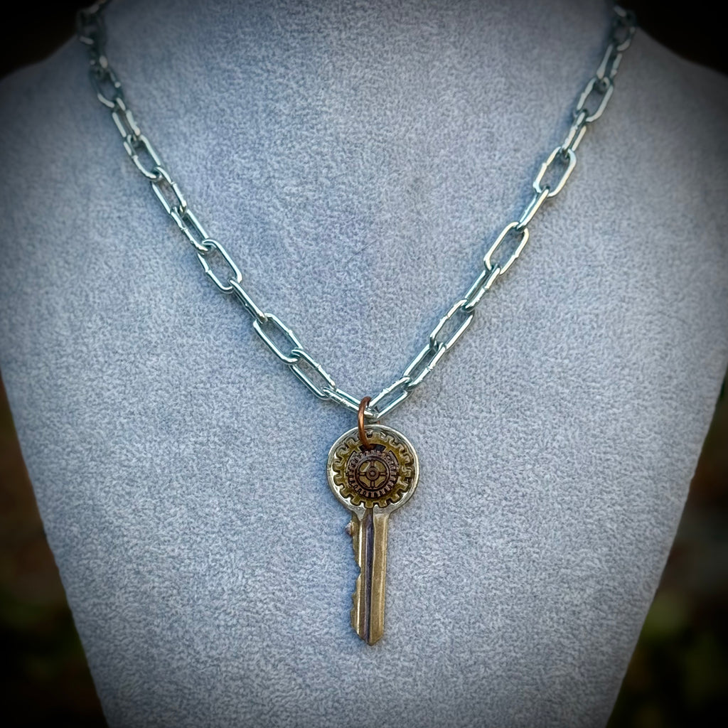 Gender-Neutral Steampunk Key Necklace
