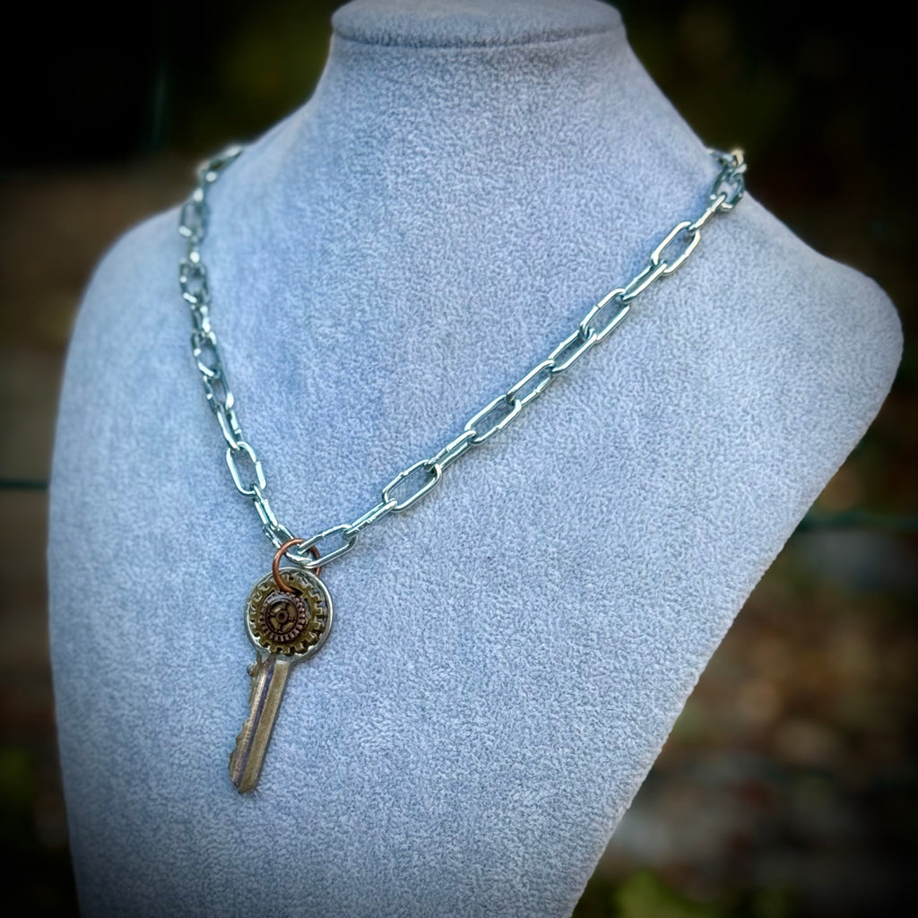 Gender-Neutral Steampunk Key Necklace