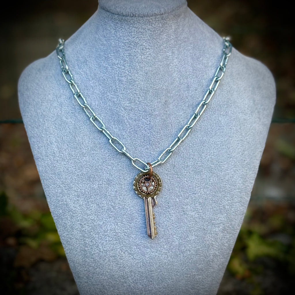 Gender-Neutral Steampunk Key Necklace