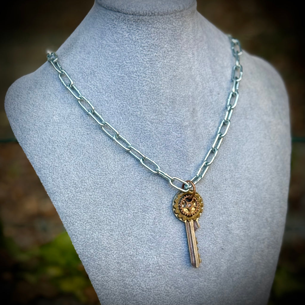 Gender-Neutral Steampunk Key Necklace