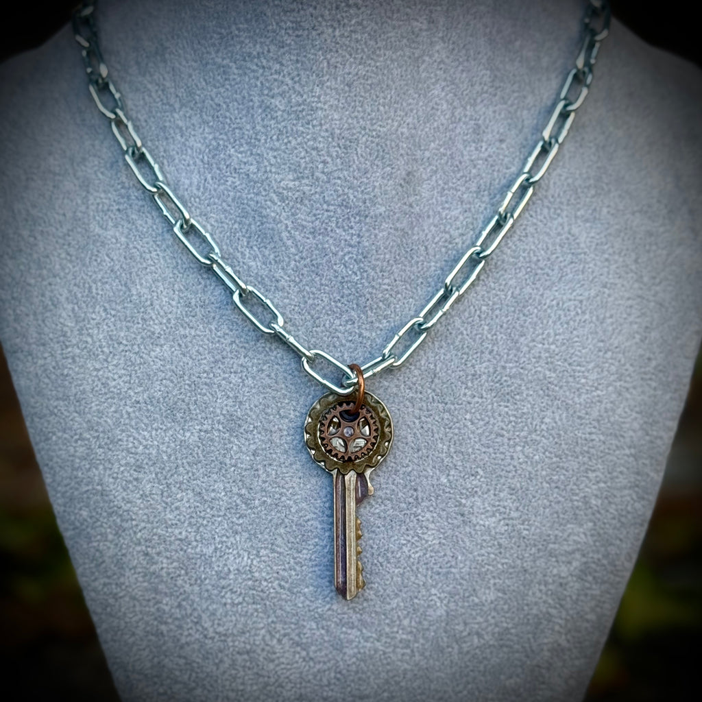 Gender-Neutral Steampunk Key Necklace