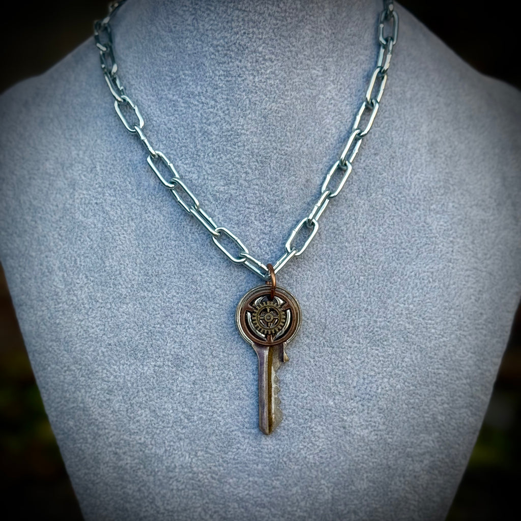 Gender-Neutral Steampunk Key Necklace