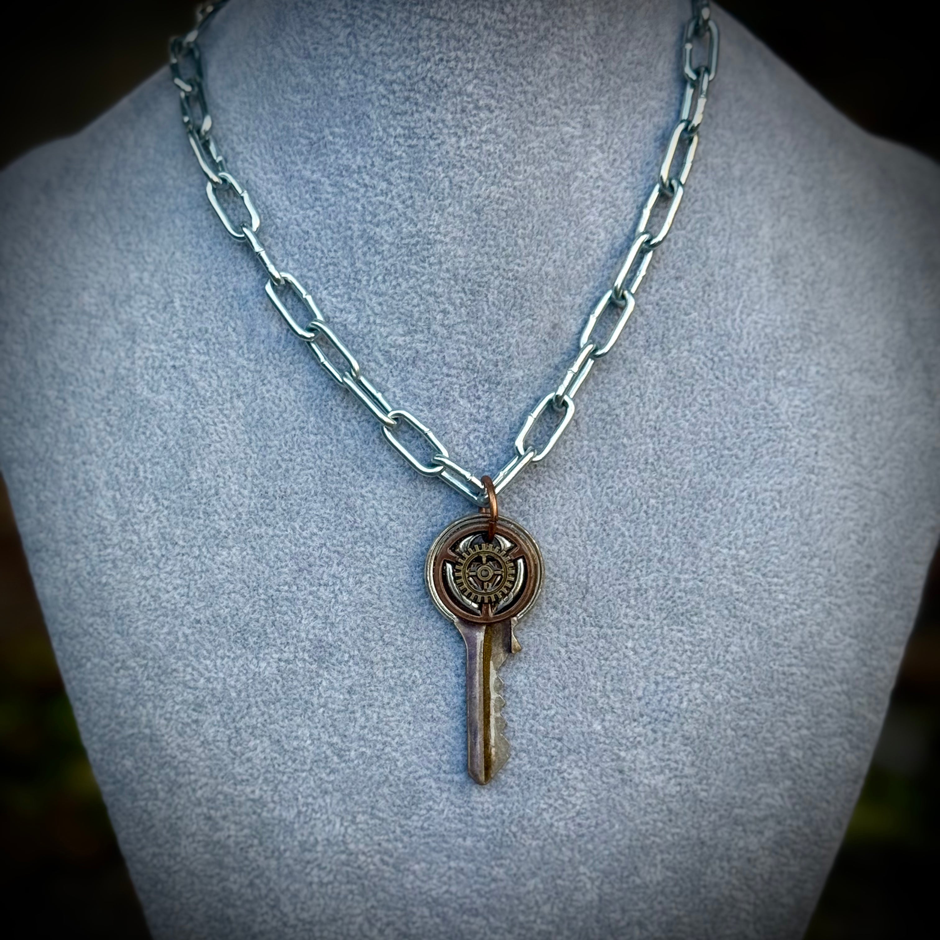 Gender-Neutral Steampunk Key Necklace