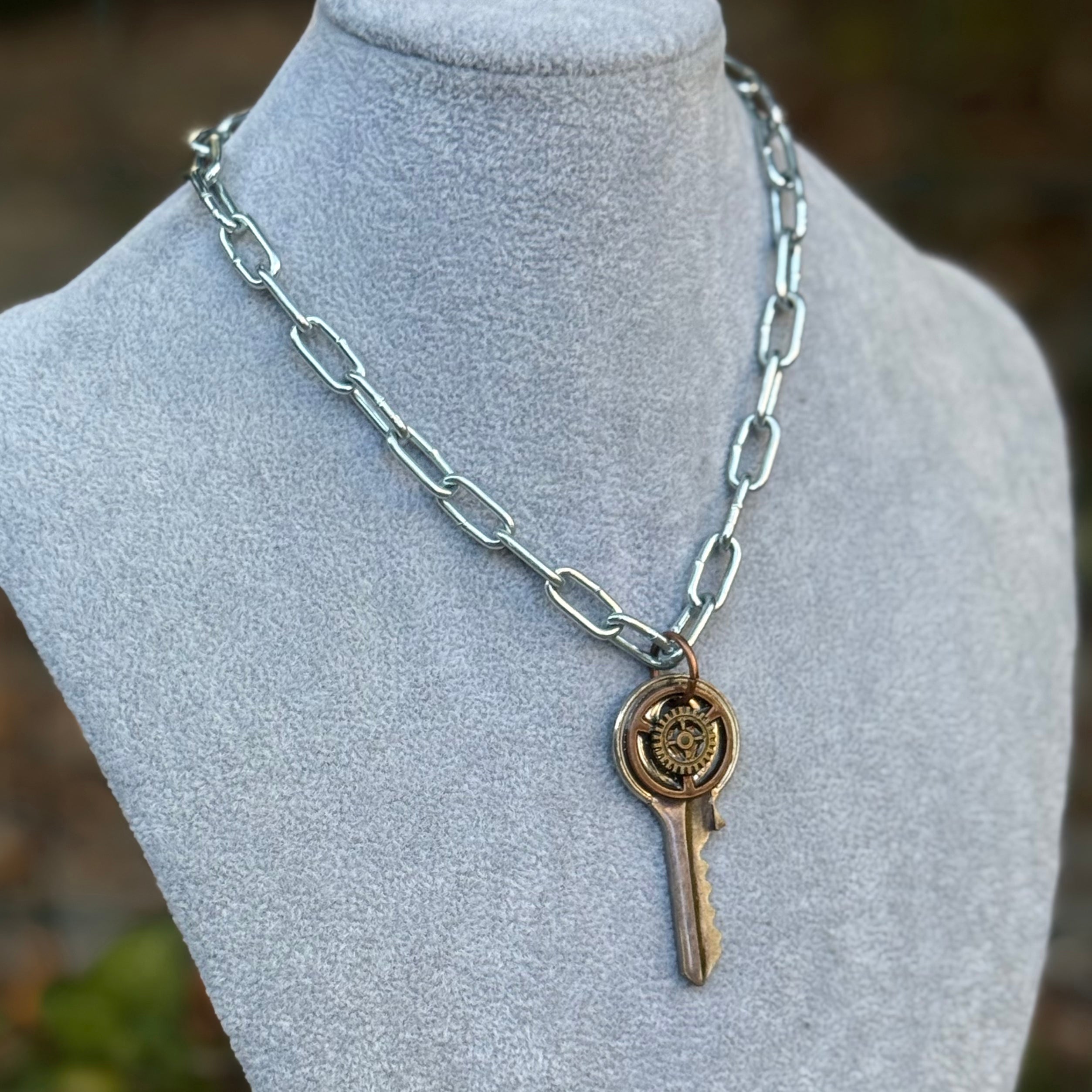 Gender-Neutral Steampunk Key Necklace
