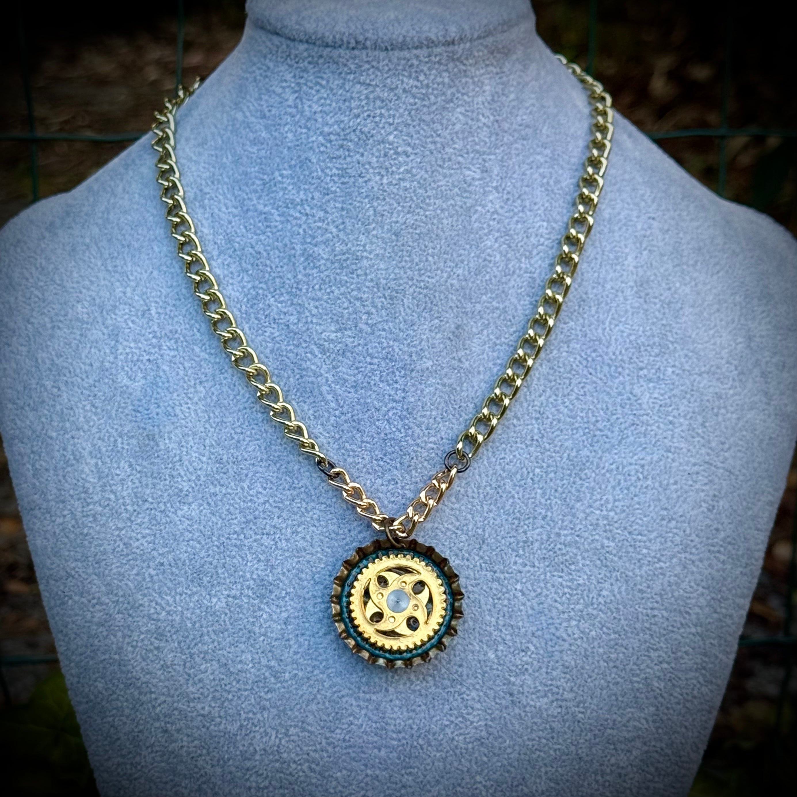 Gender-Neutral Steampunk Bottlecap Necklace