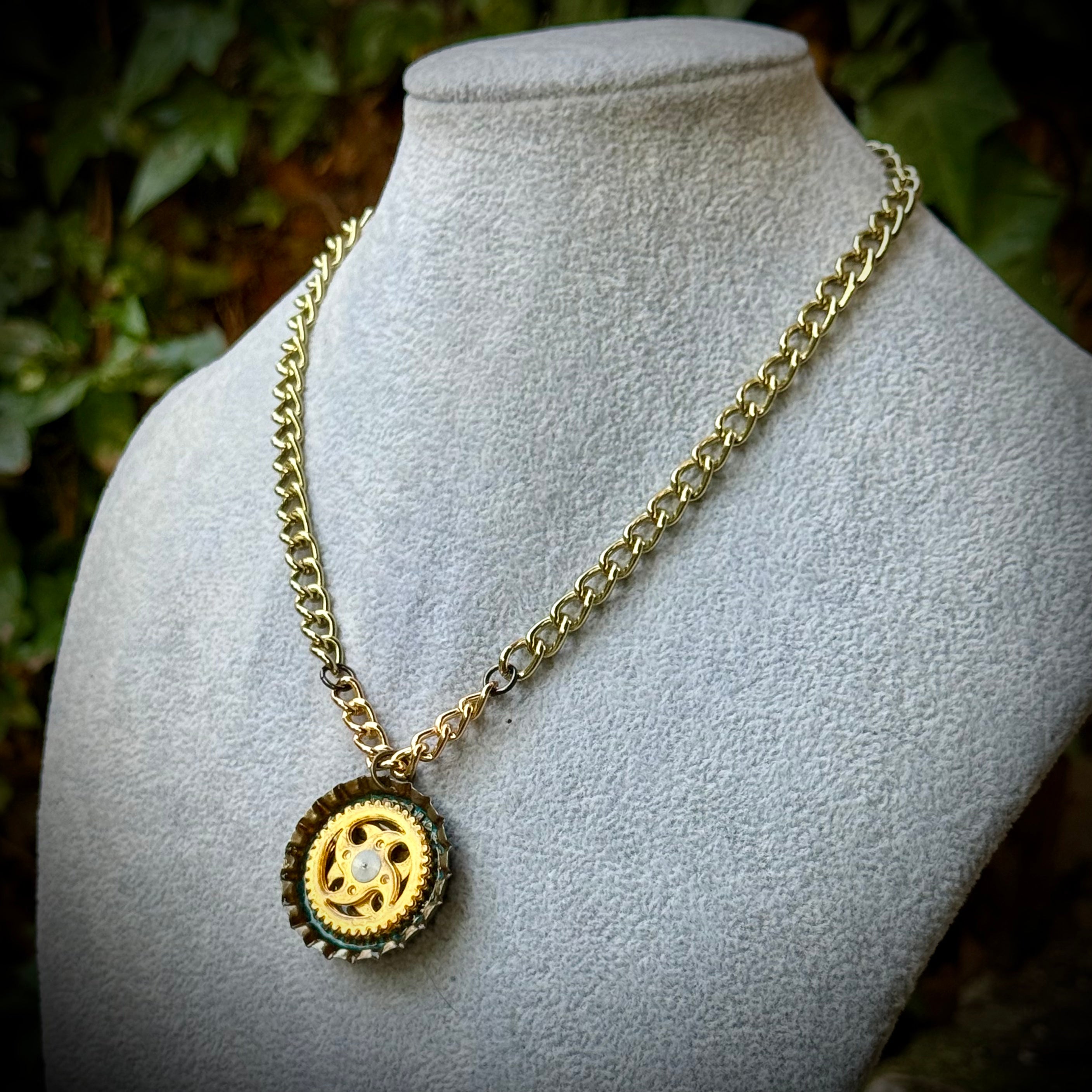 Gender-Neutral Steampunk Bottlecap Necklace