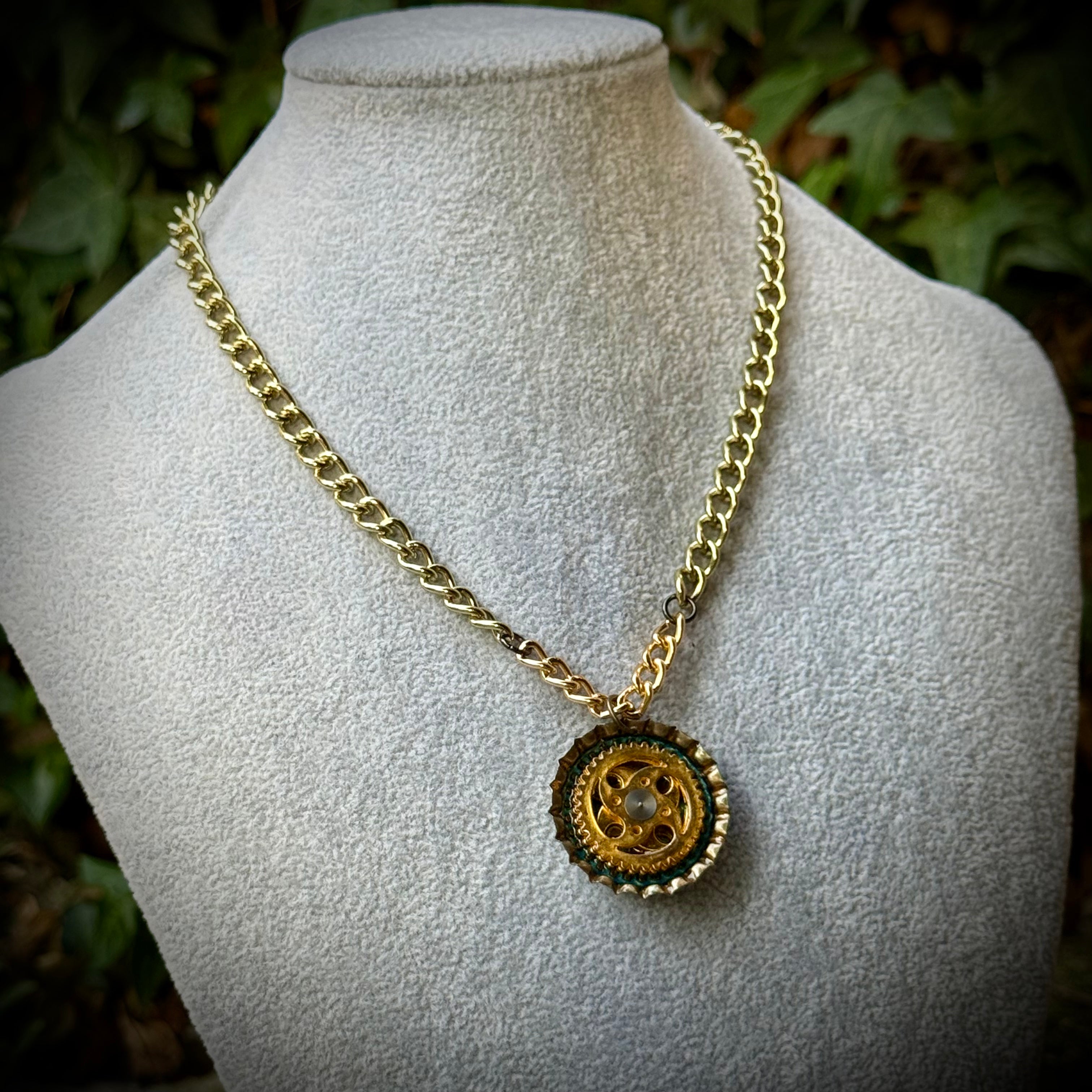 Gender-Neutral Steampunk Bottlecap Necklace