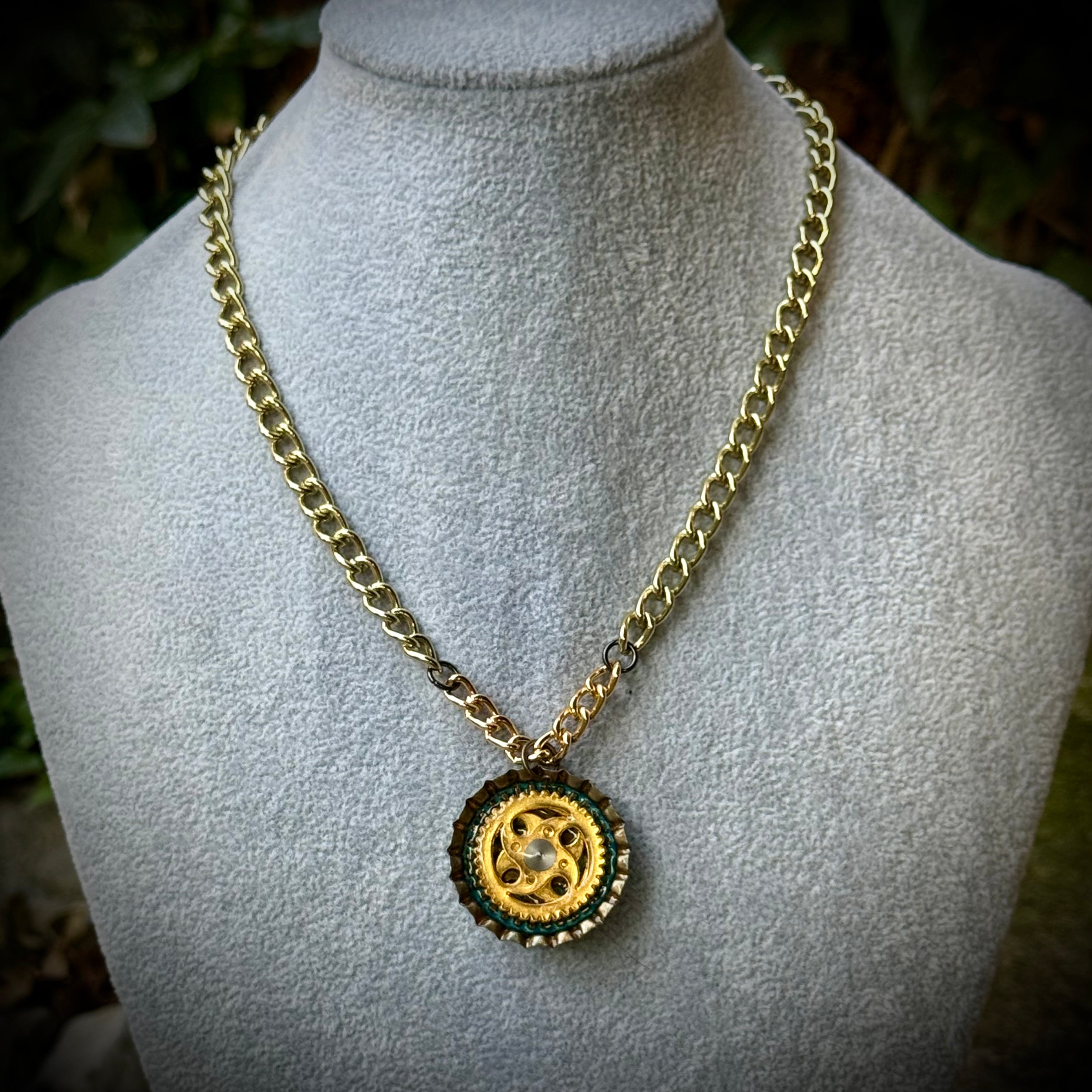 Gender-Neutral Steampunk Bottlecap Necklace