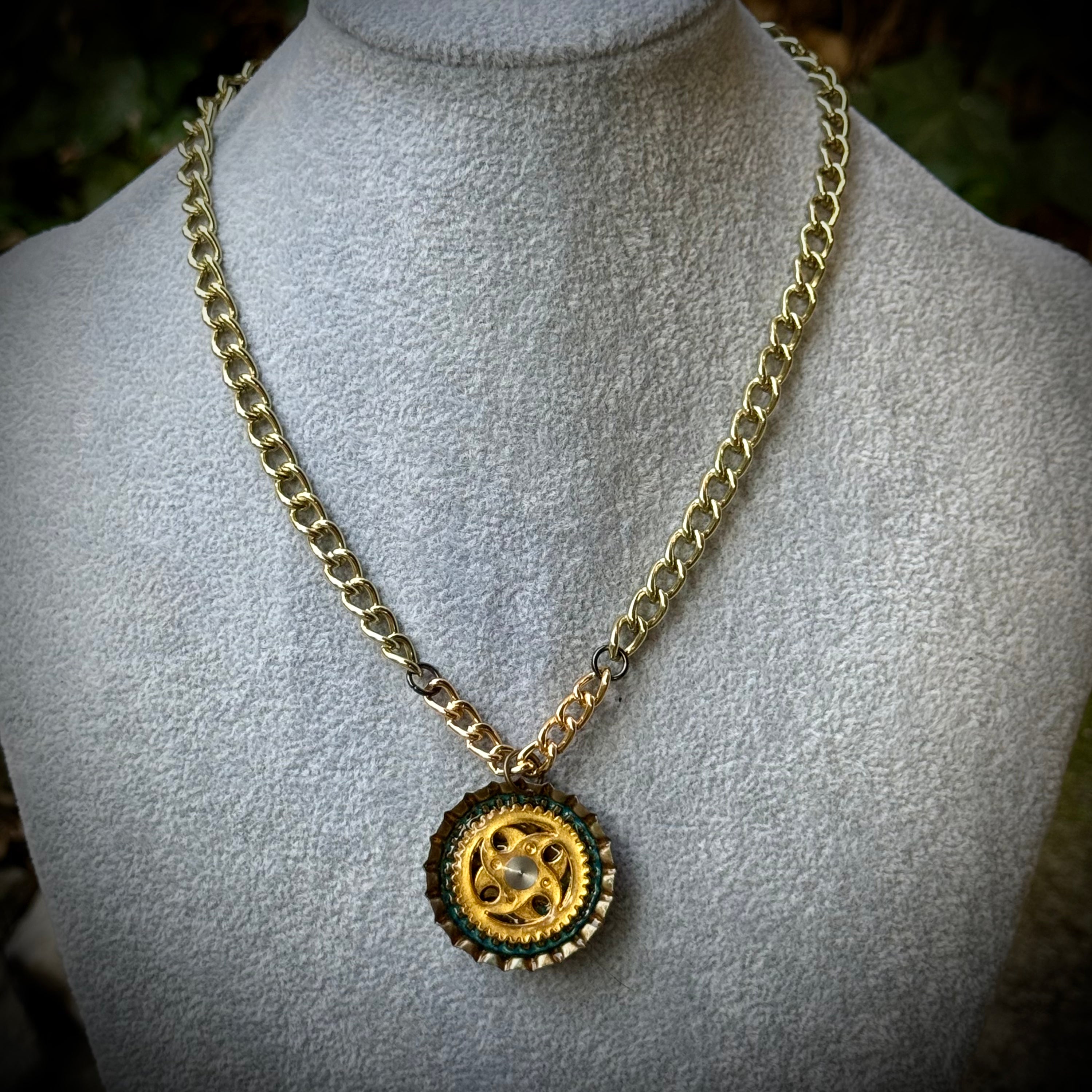 Gender-Neutral Steampunk Bottlecap Necklace