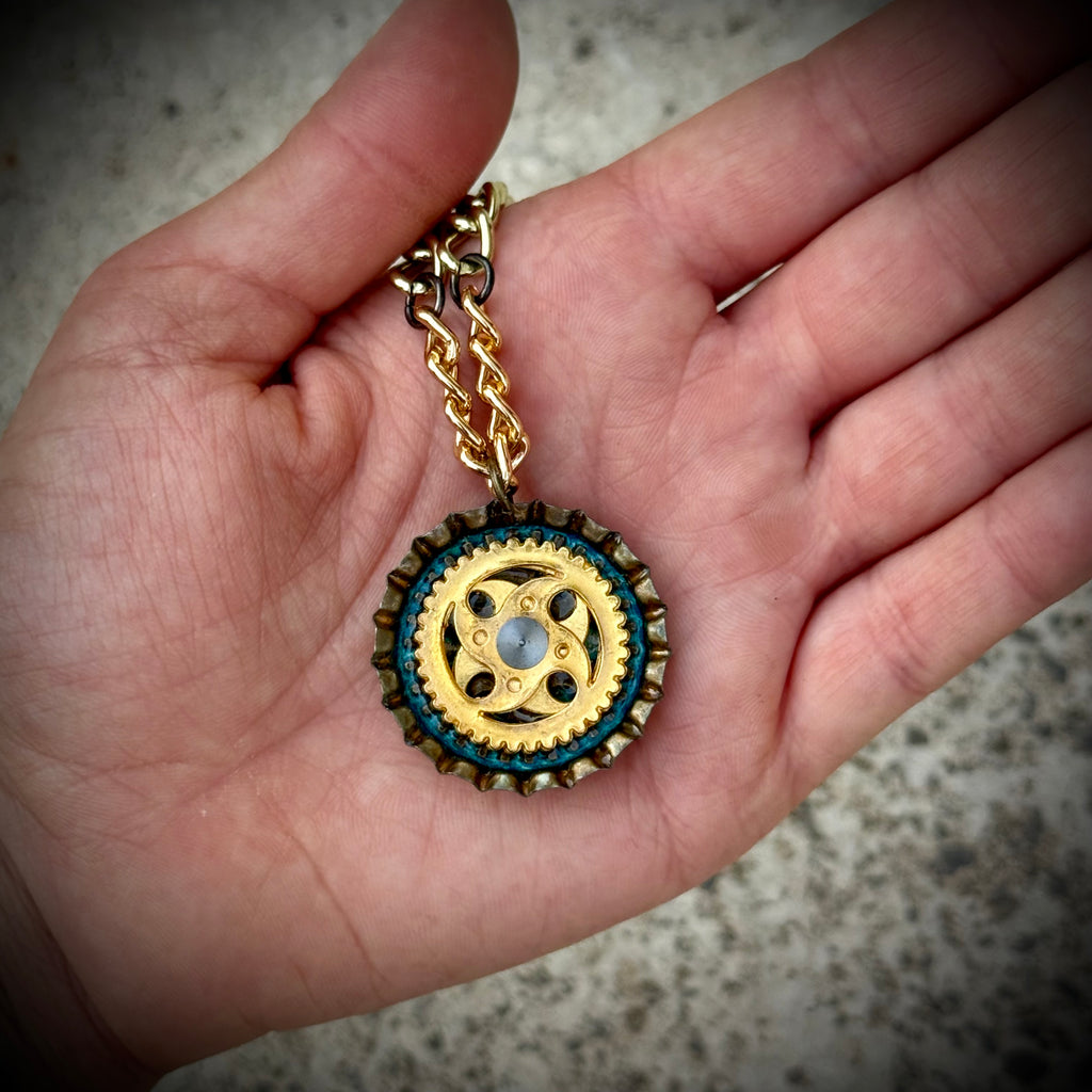Gender-Neutral Steampunk Bottlecap Necklace