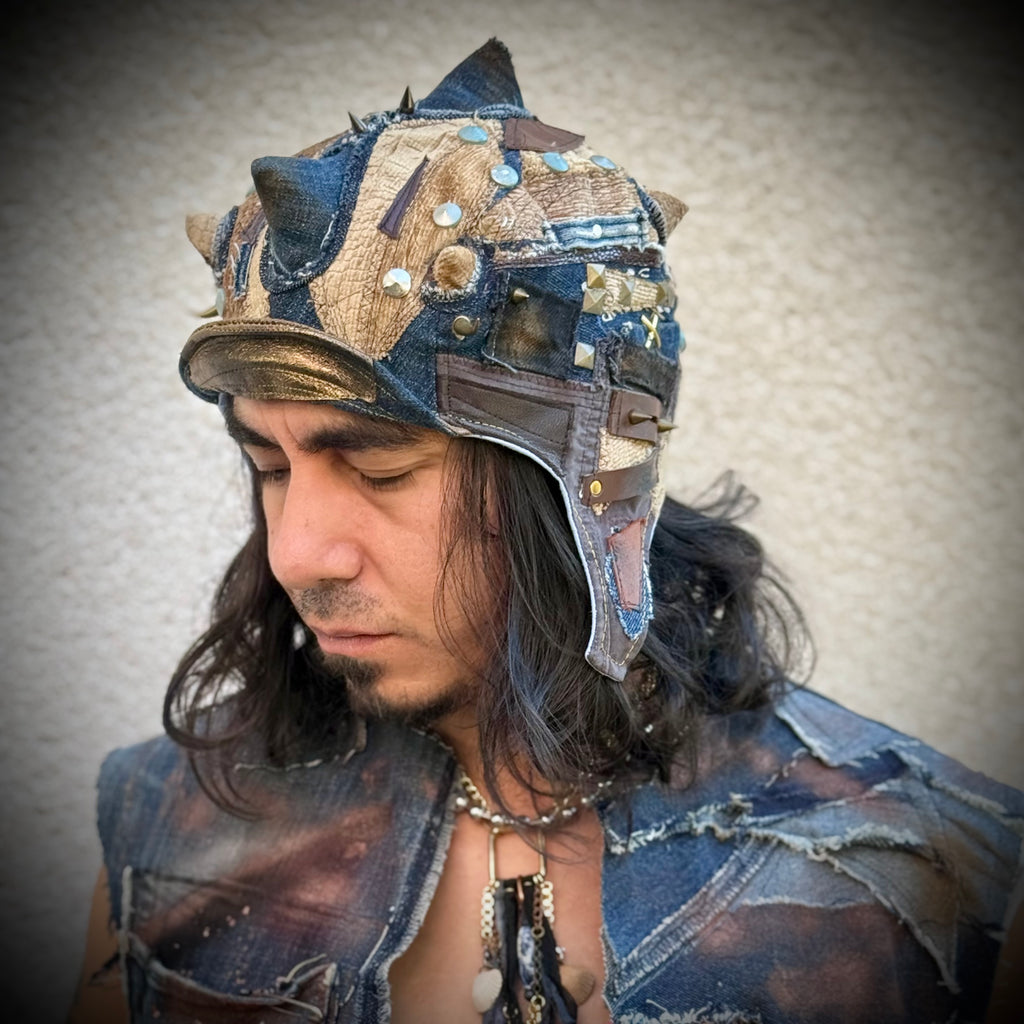 Postapocalyptic Aviator Hat with Horns