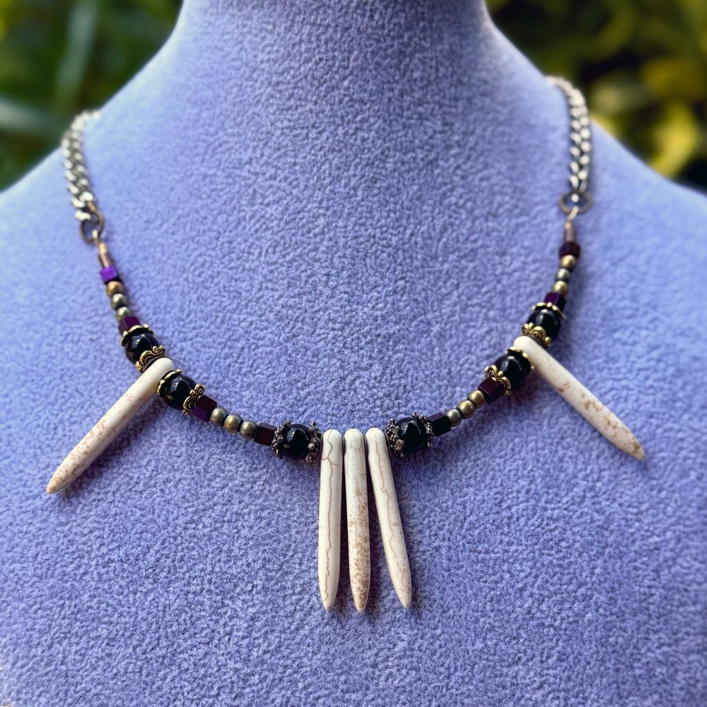 Gender-Neutral Beaded Necklace with Howlite Stone