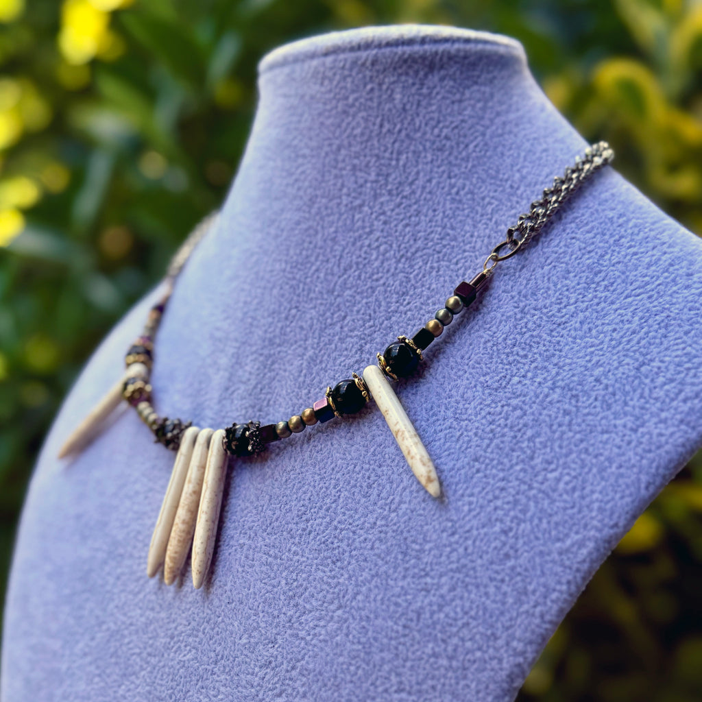 Gender-Neutral Beaded Necklace with Howlite Stone