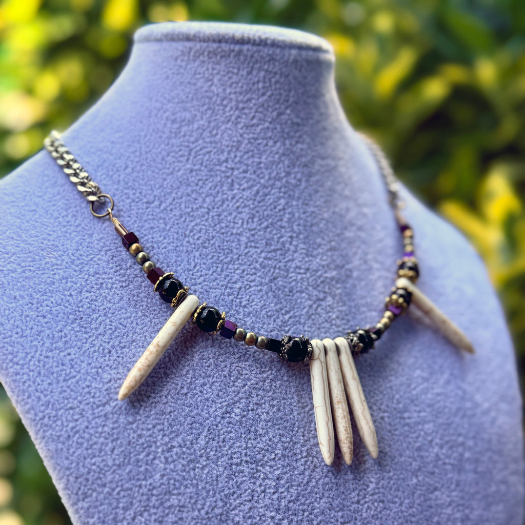Gender-Neutral Beaded Necklace with Howlite Stone
