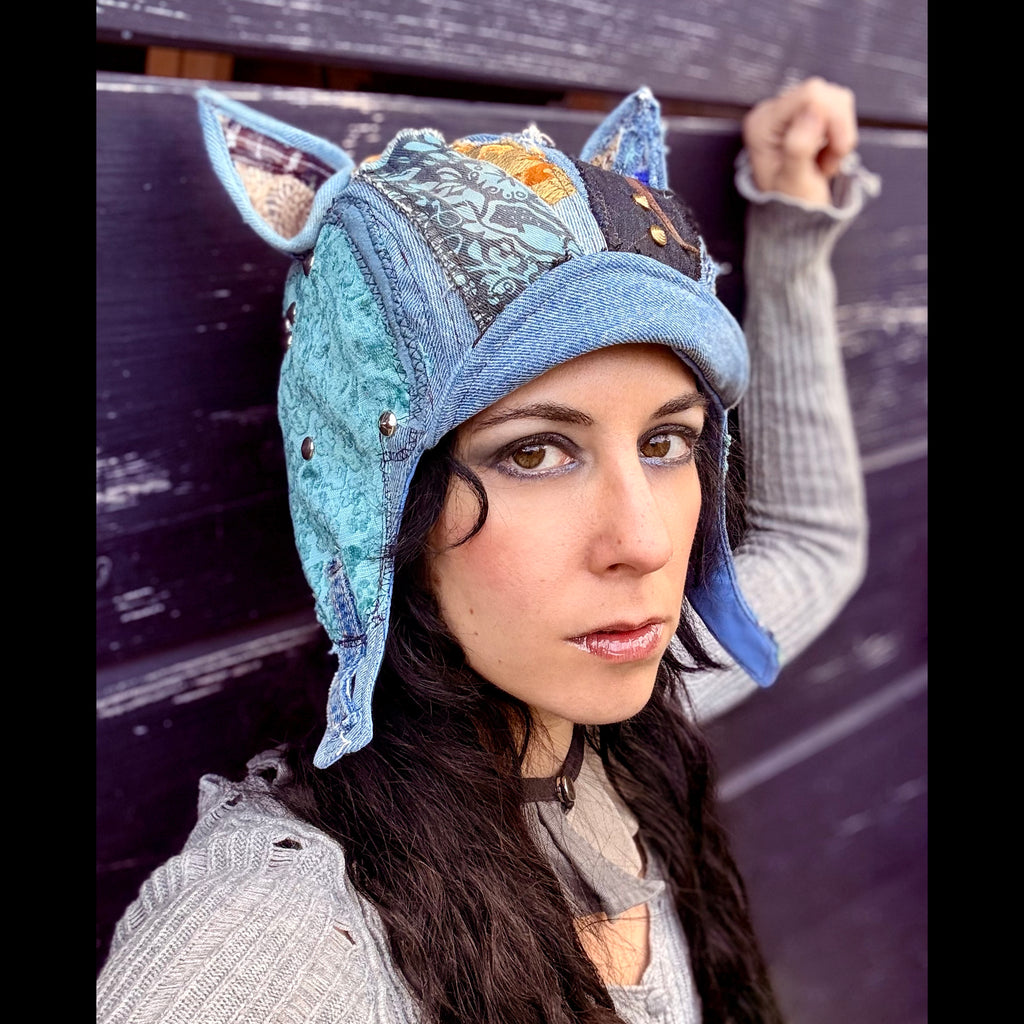 Postapocalyptic Aviator Hat with Cat Ears