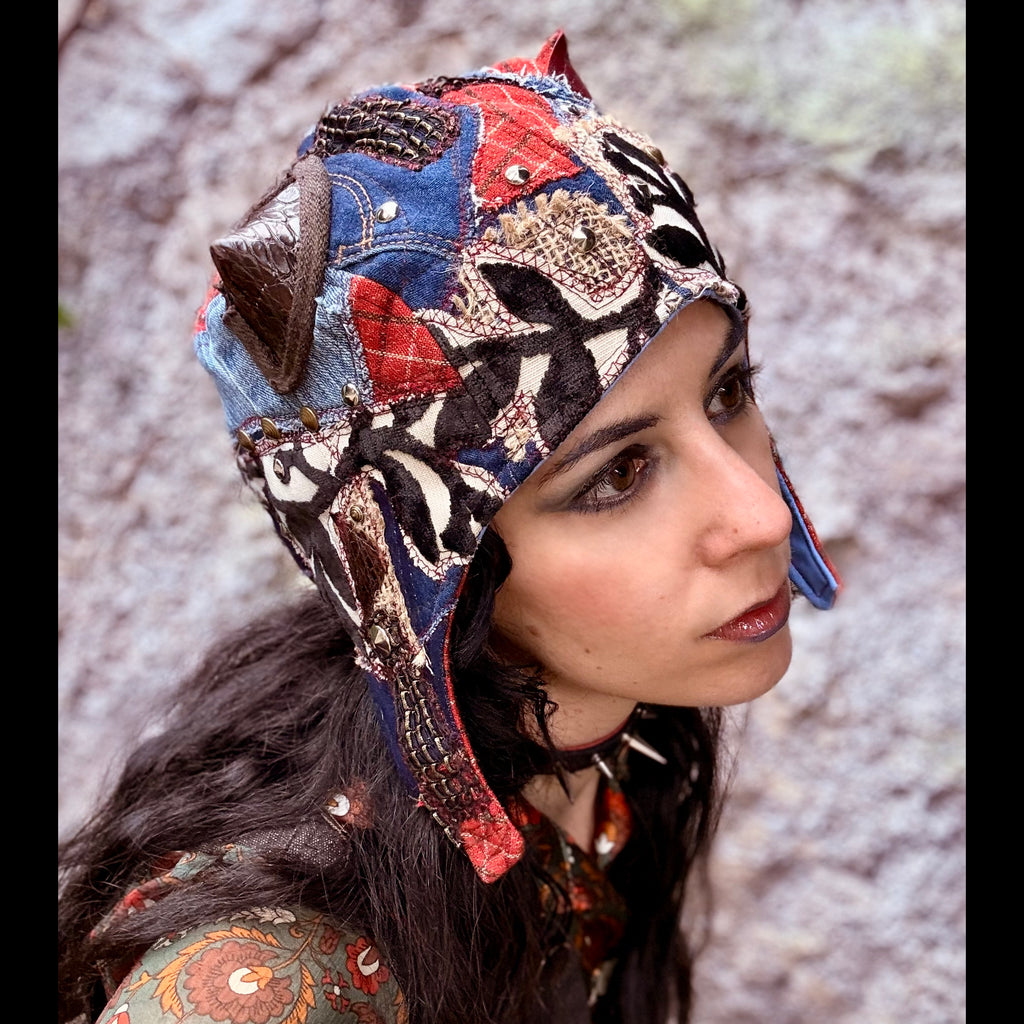 Postapocalyptic Aviator Hat with Horns