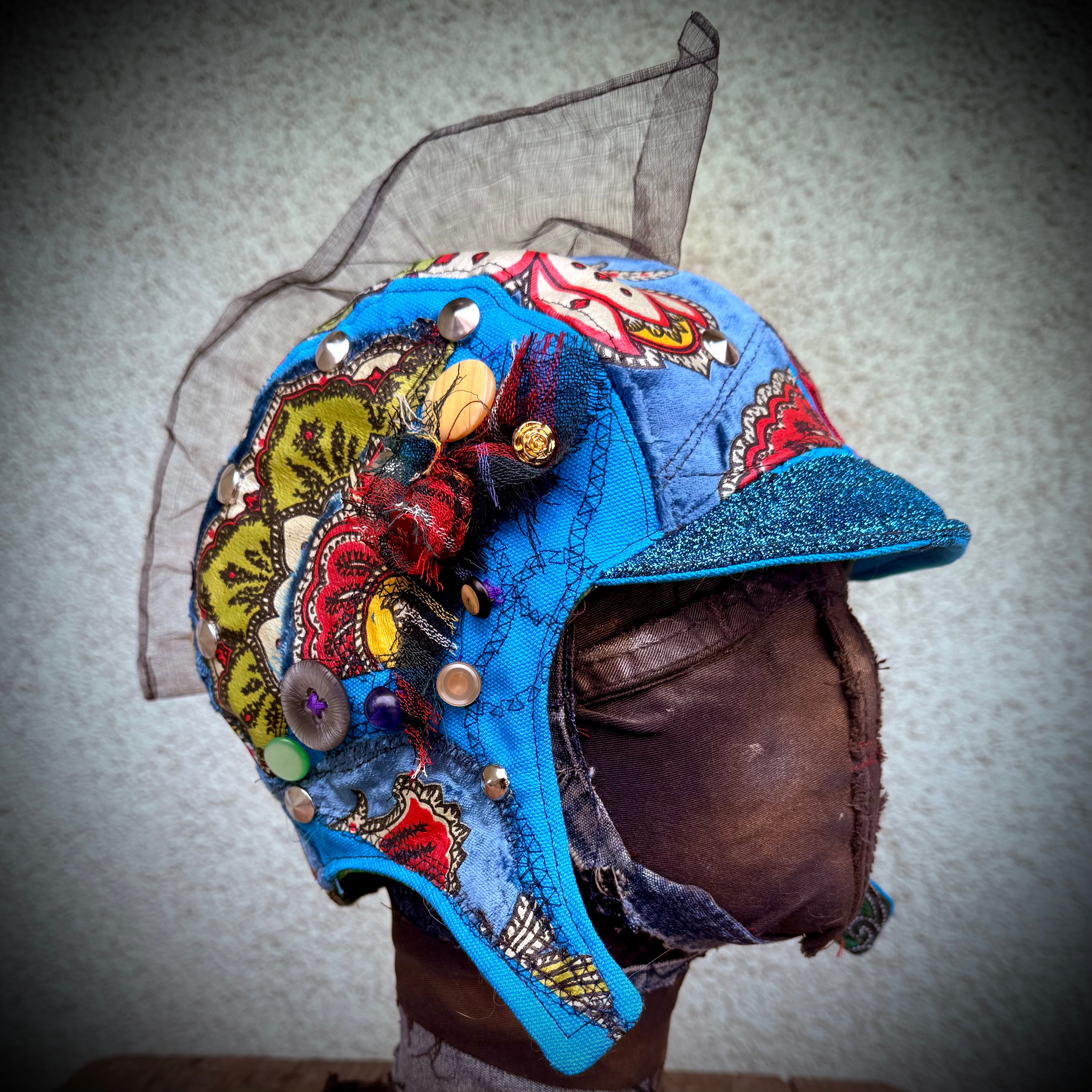 Postapocalyptic Circus Aviator Hat with Crest
