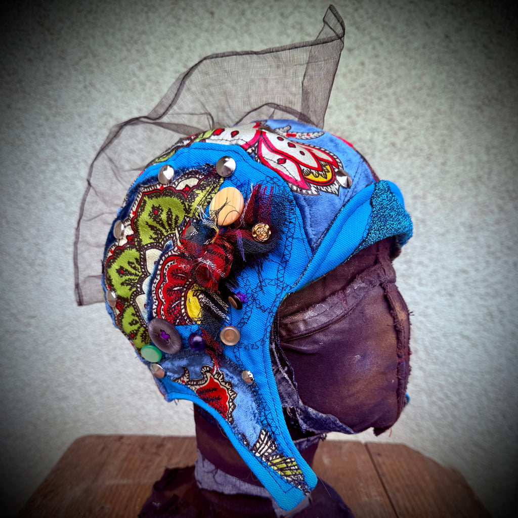 Postapocalyptic Circus Aviator Hat with Crest