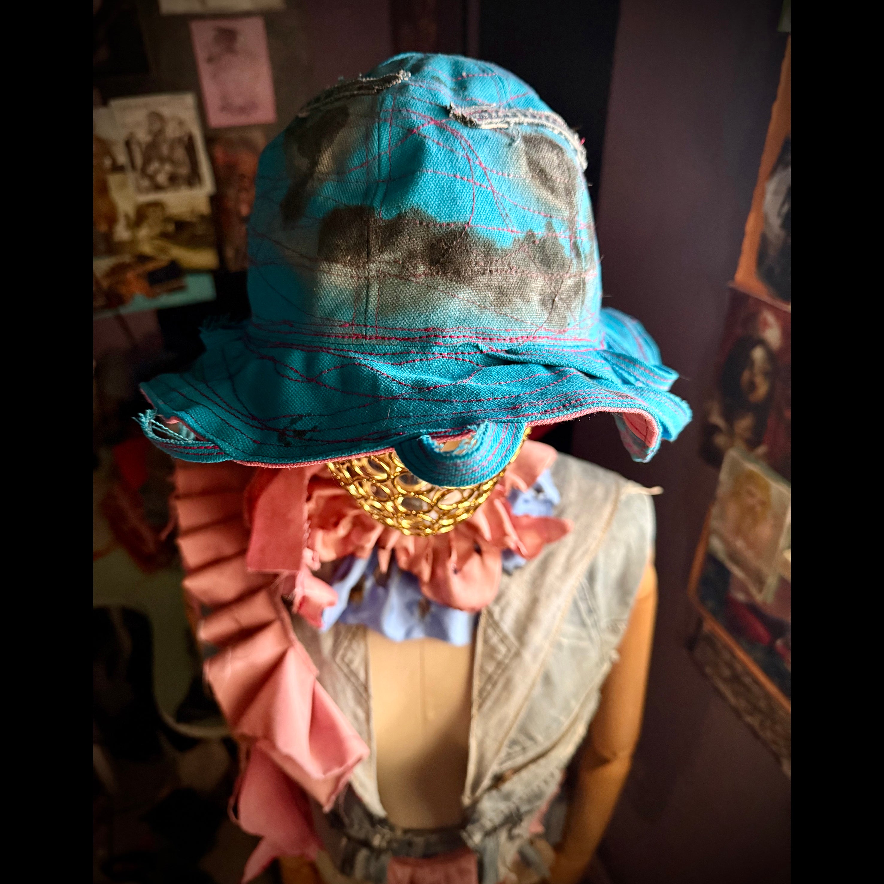 "Call Me" Denim Round Hat