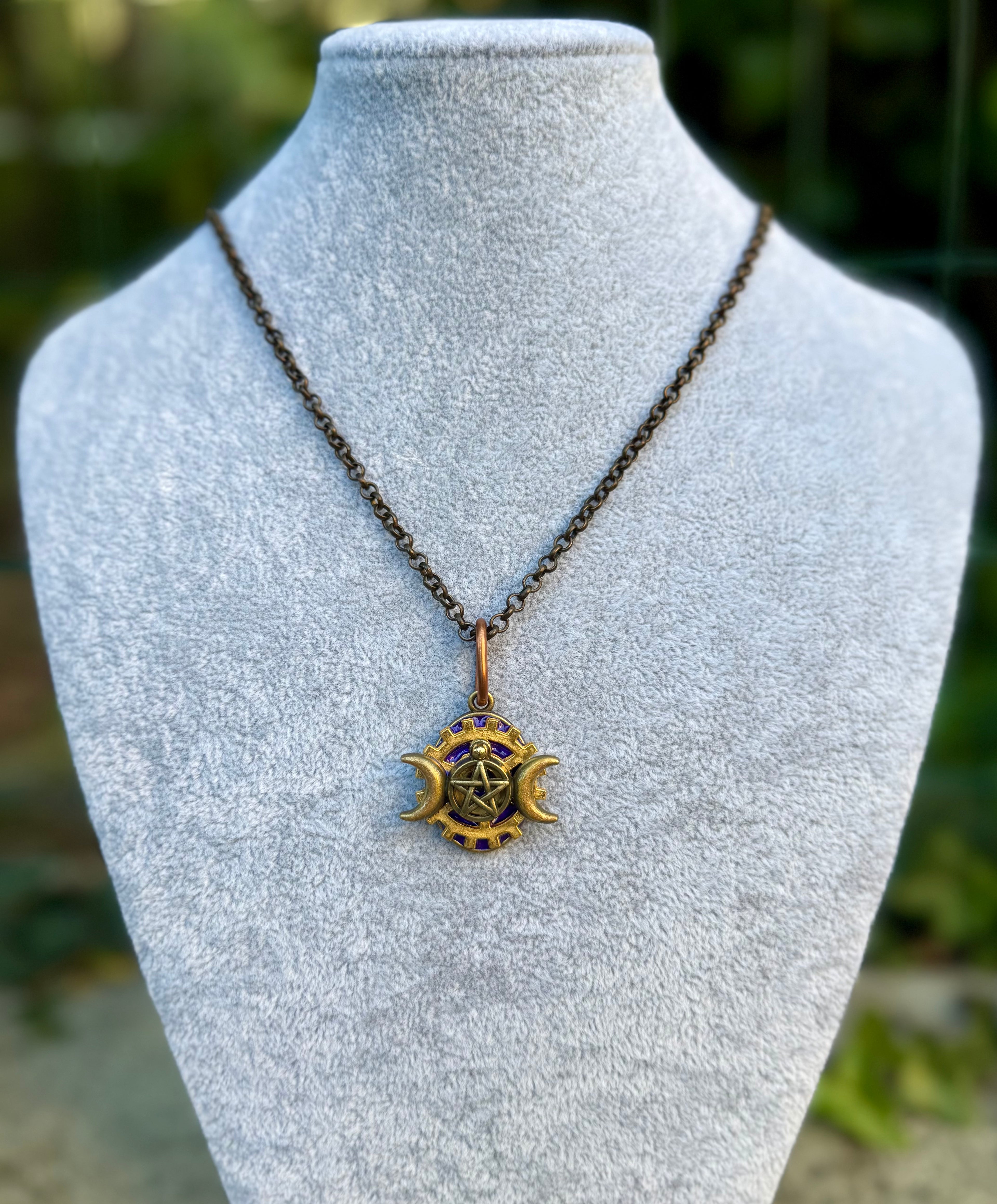 Gender-Neutral Pentagram Moon Necklace