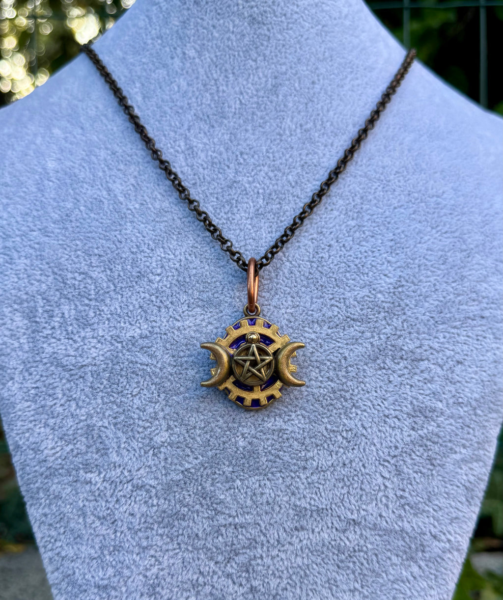 Gender-Neutral Pentagram Moon Necklace