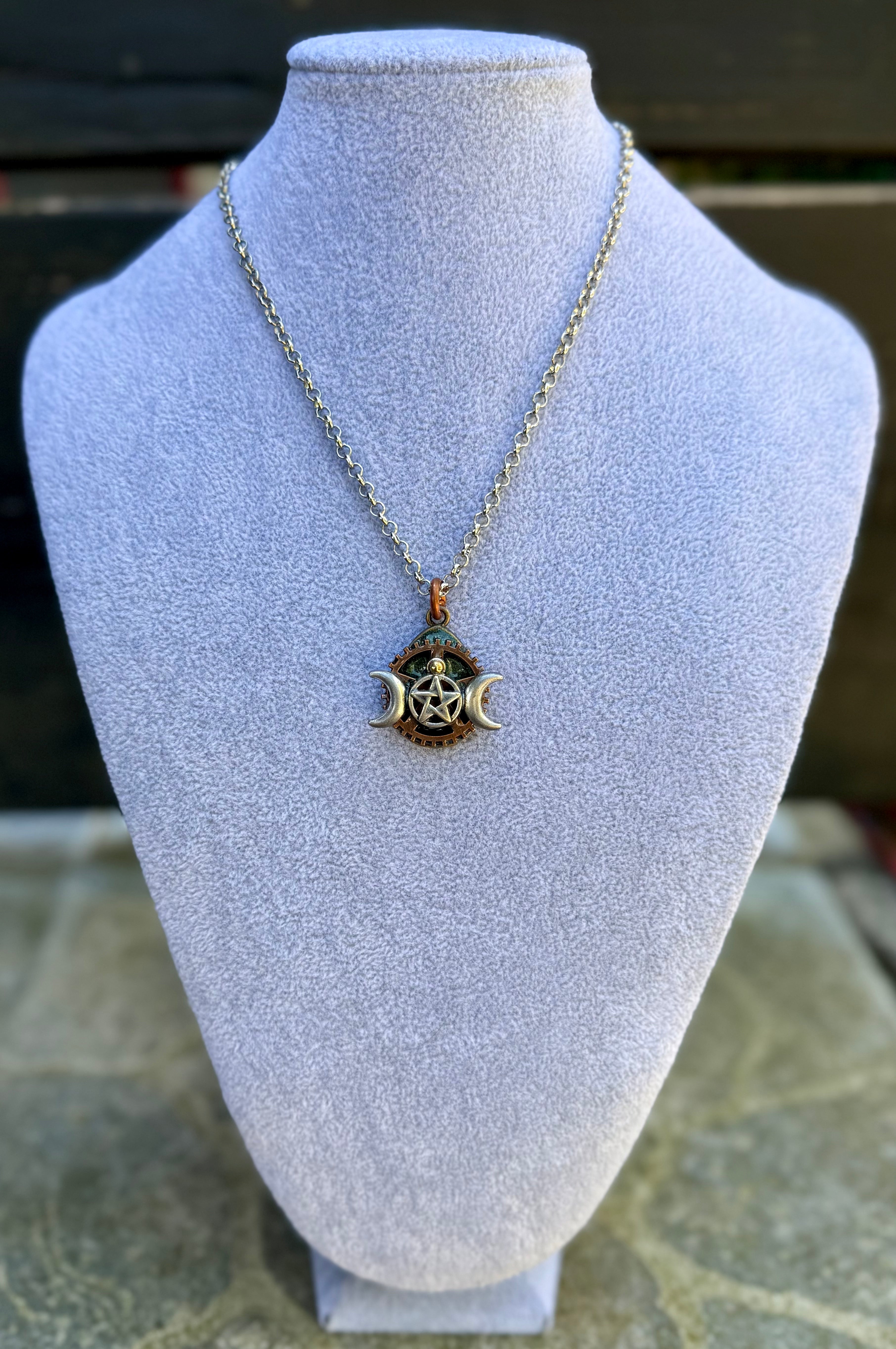 Gender-Neutral Pentagram Moon Necklace