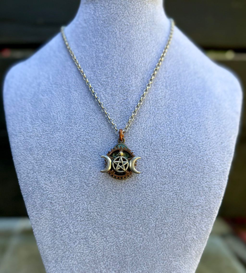 Gender-Neutral Pentagram Moon Necklace