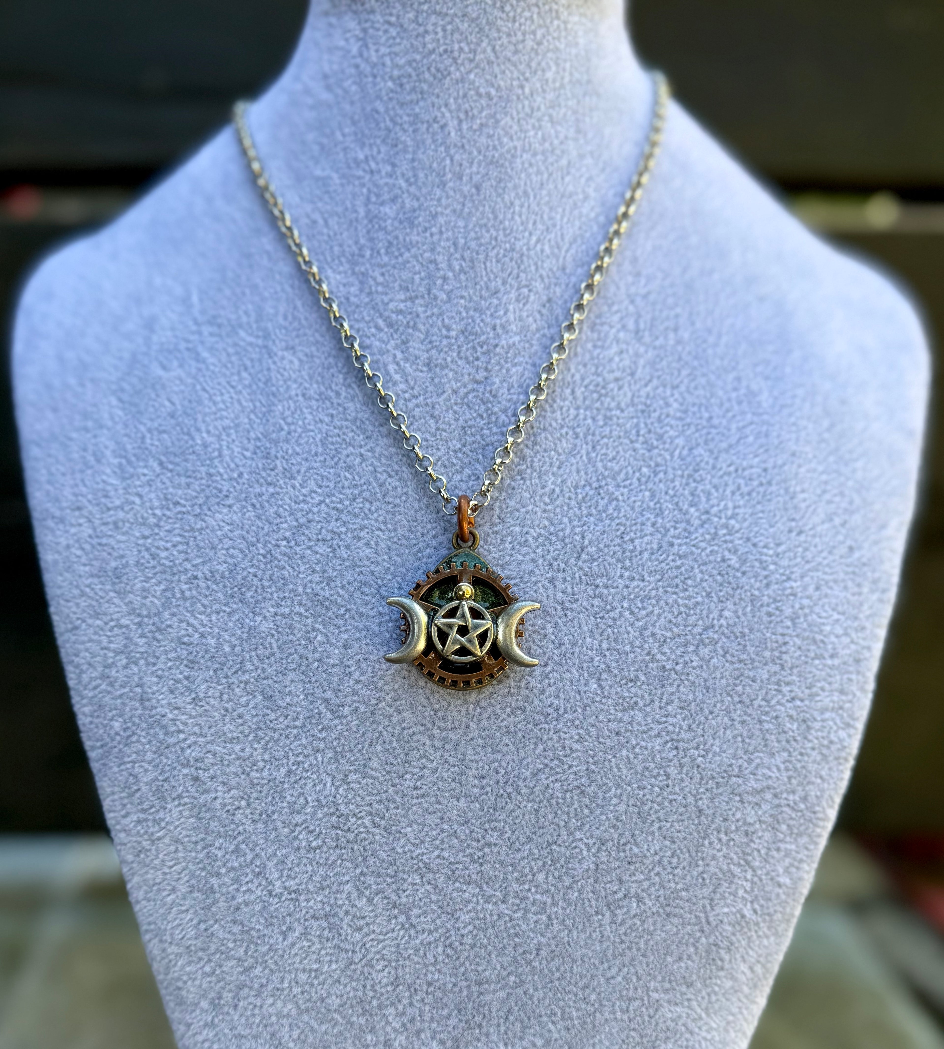 Gender-Neutral Pentagram Moon Necklace