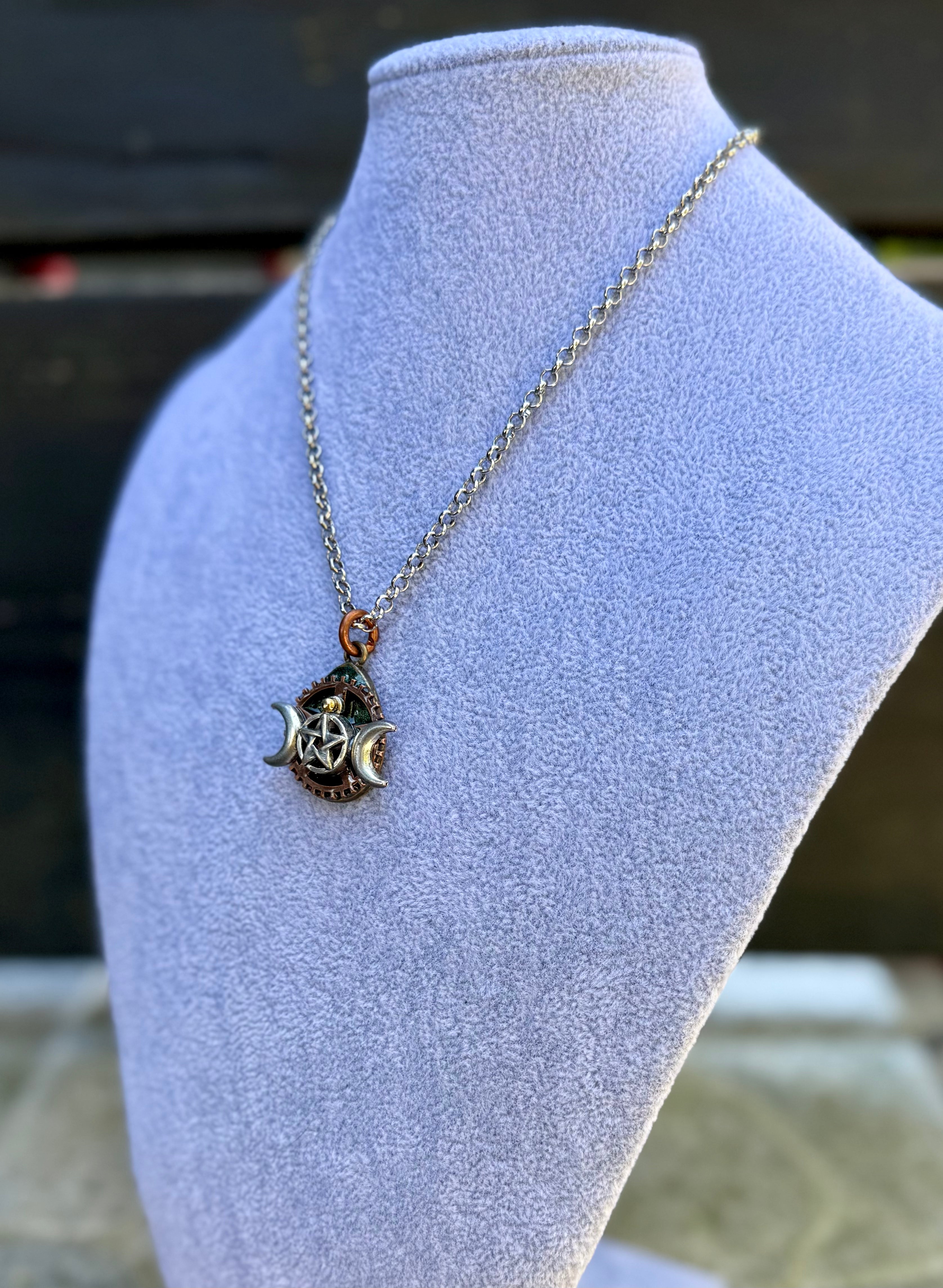 Gender-Neutral Pentagram Moon Necklace