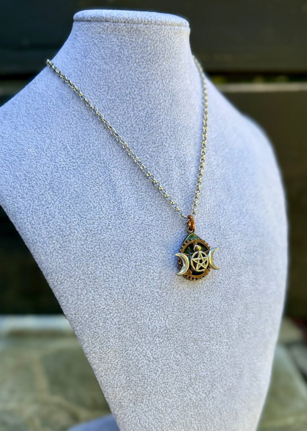 Gender-Neutral Pentagram Moon Necklace