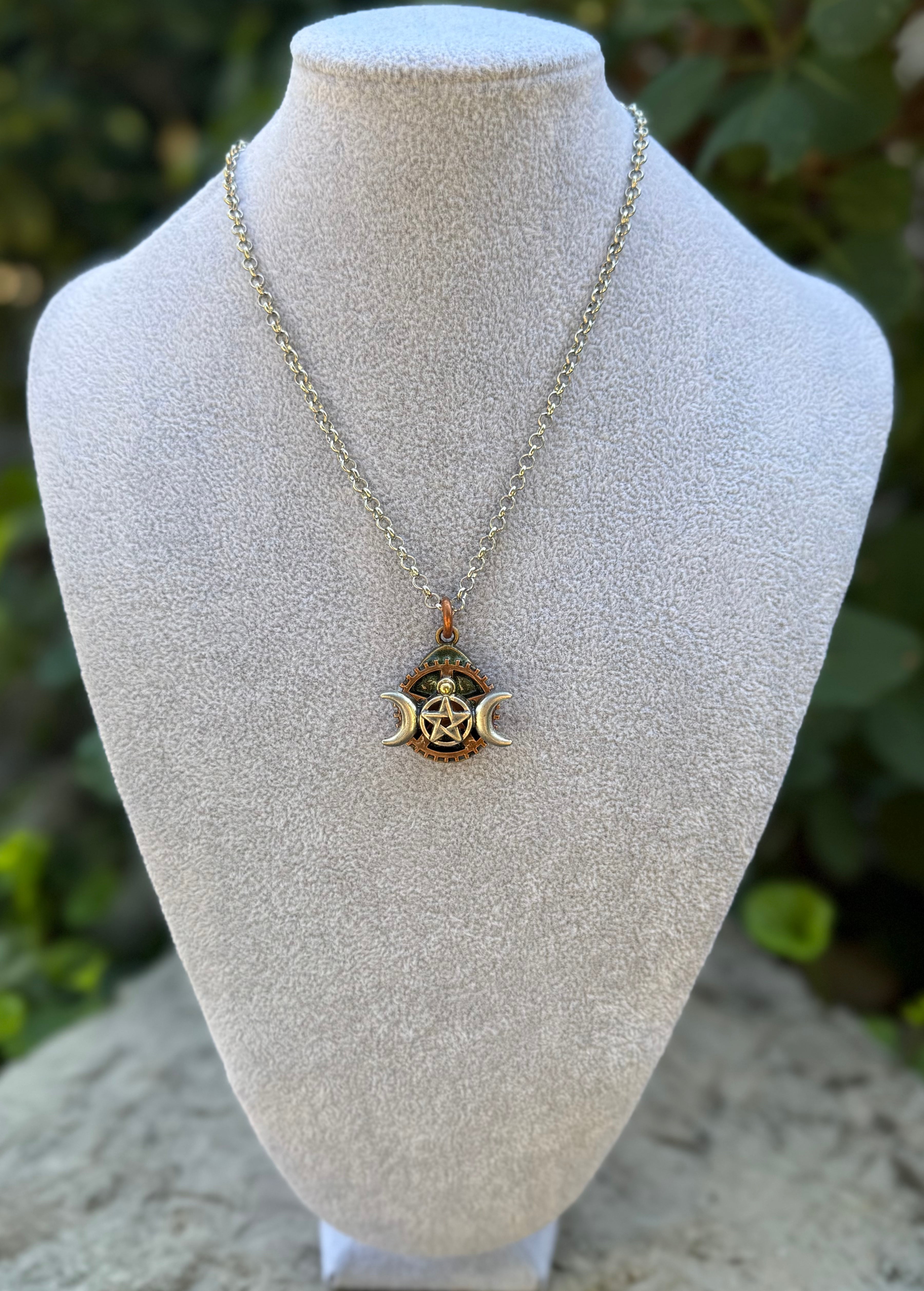 Gender-Neutral Pentagram Moon Necklace