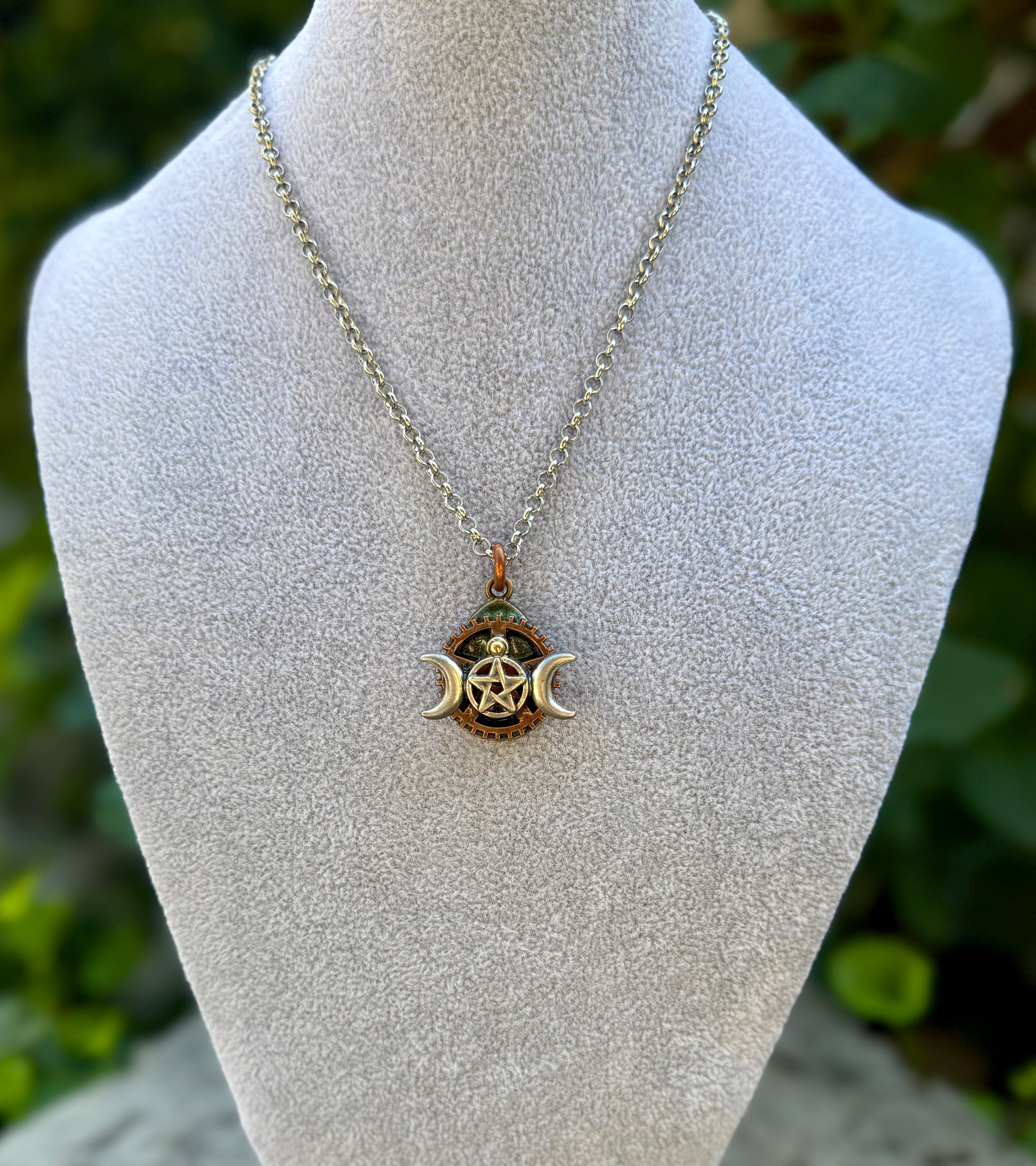 Gender-Neutral Pentagram Moon Necklace