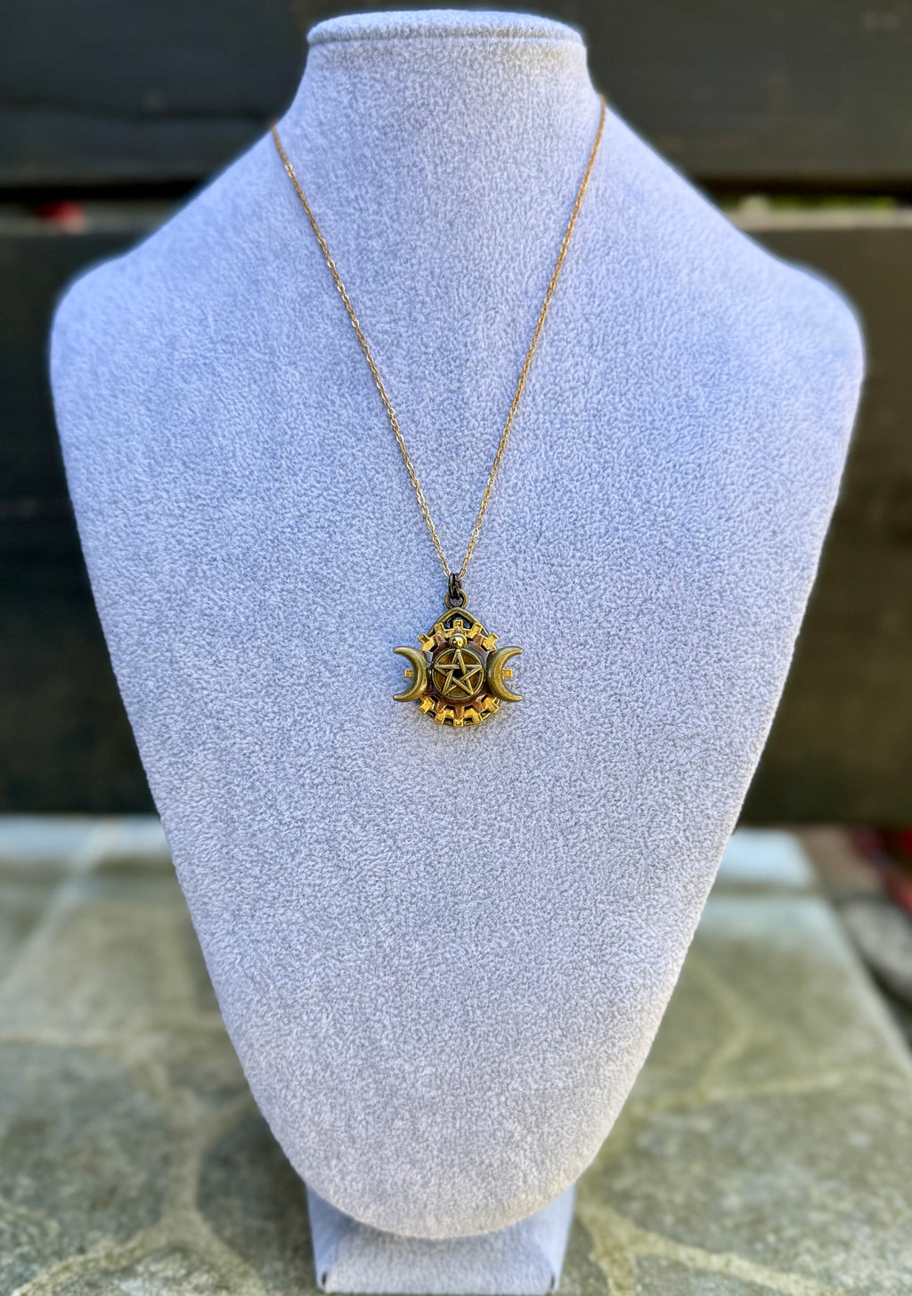 Gender-Neutral Pentagram Moon Necklace