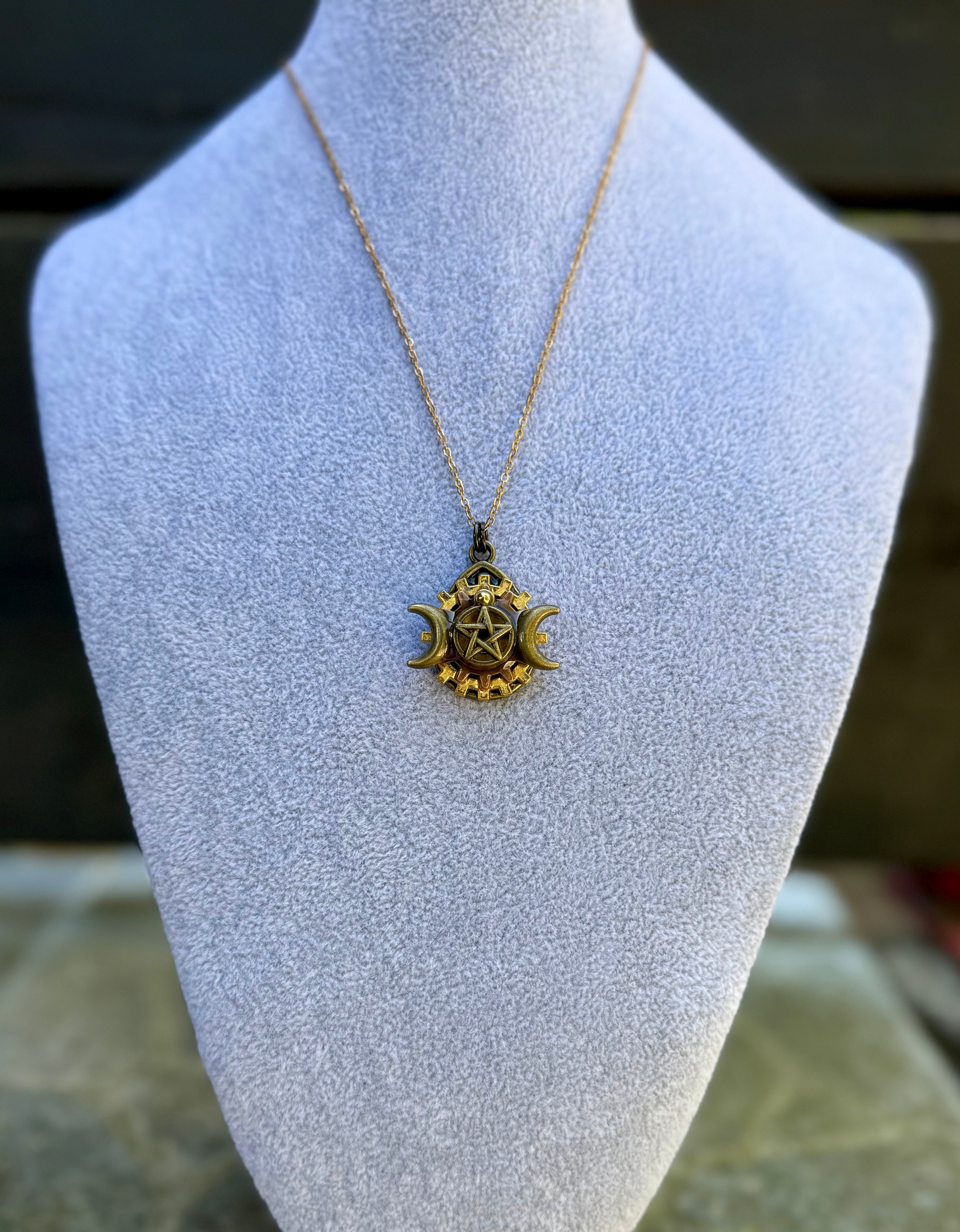 Gender-Neutral Pentagram Moon Necklace